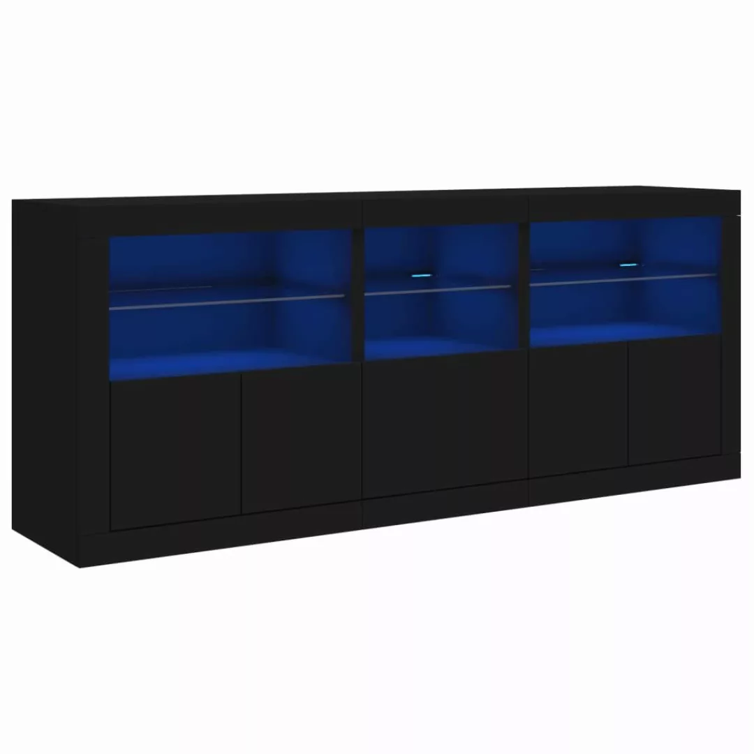 vidaXL Sideboard Sideboard mit LED-Leuchten Schwarz günstig online kaufen