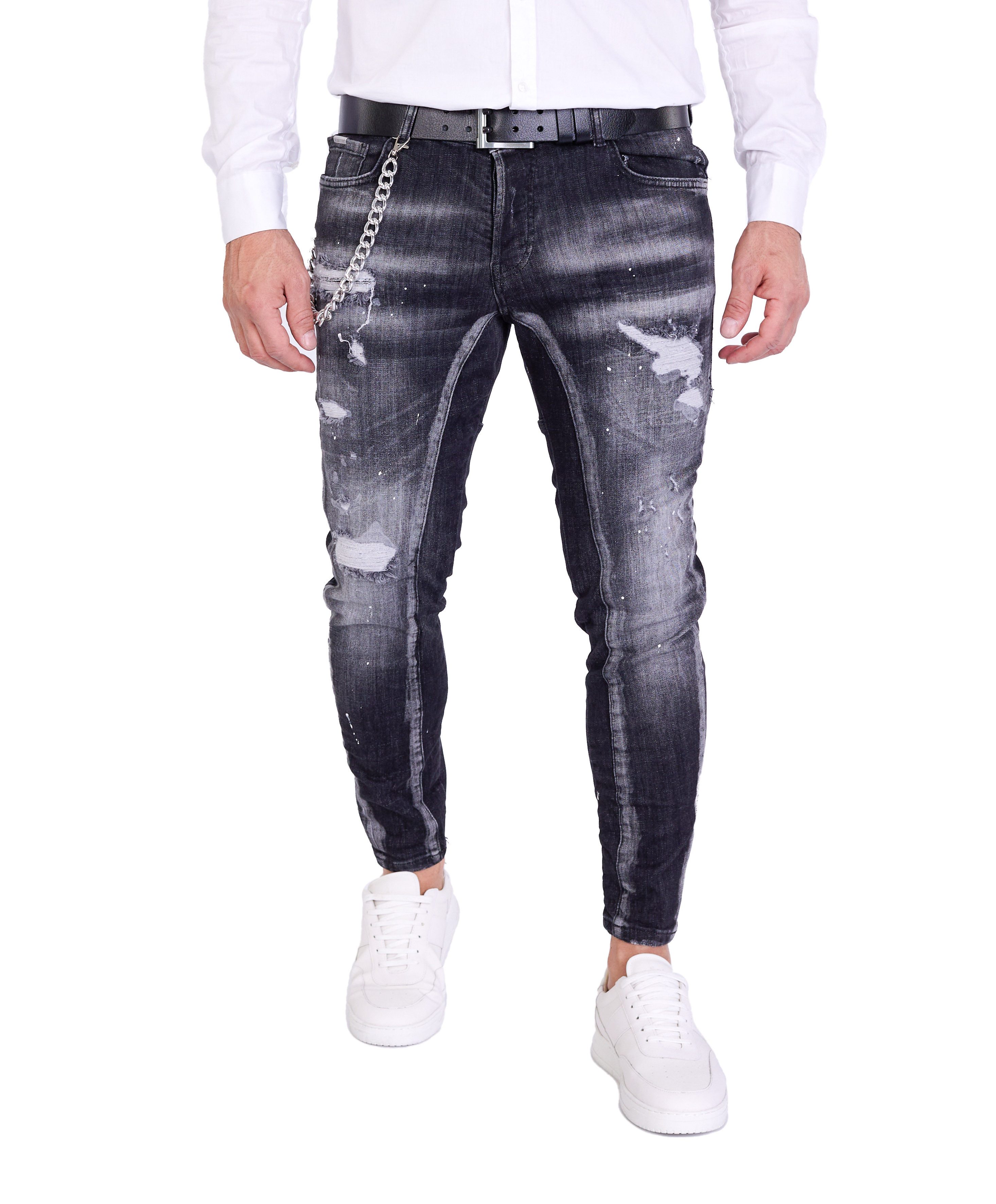 Denim Distriqt Skinny-fit-Jeans Destroyed Herren Jeans günstig online kaufen