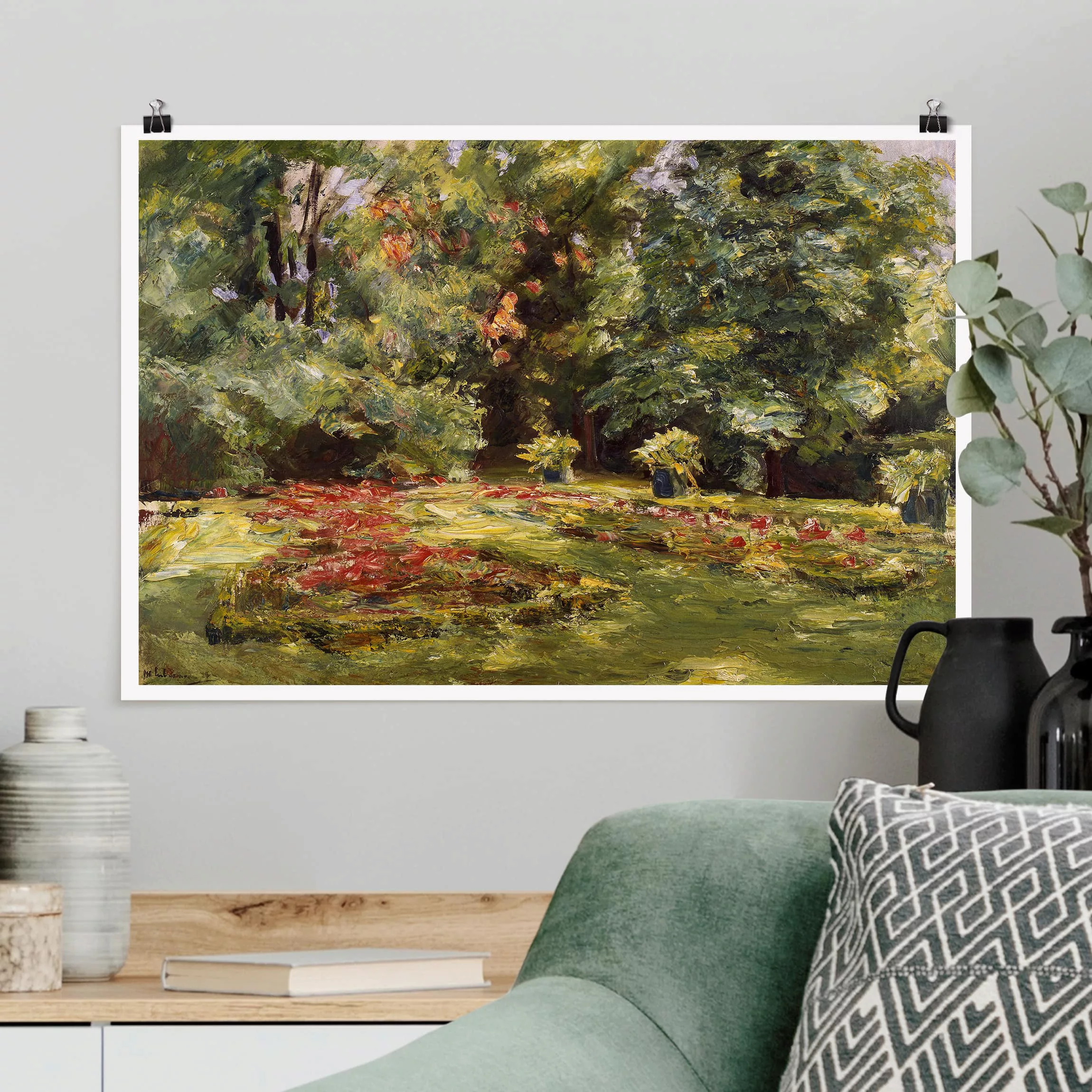 Poster Kunstdruck - Querformat Max Liebermann - Blumenterrasse im Wannseega günstig online kaufen