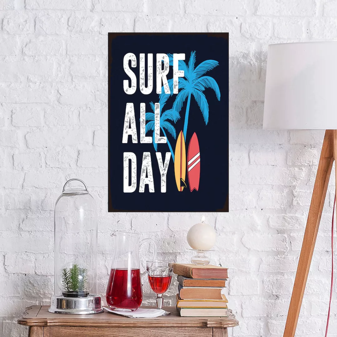 queence Metallbild "Surf All Day", (1 St.), Stahlschilder günstig online kaufen