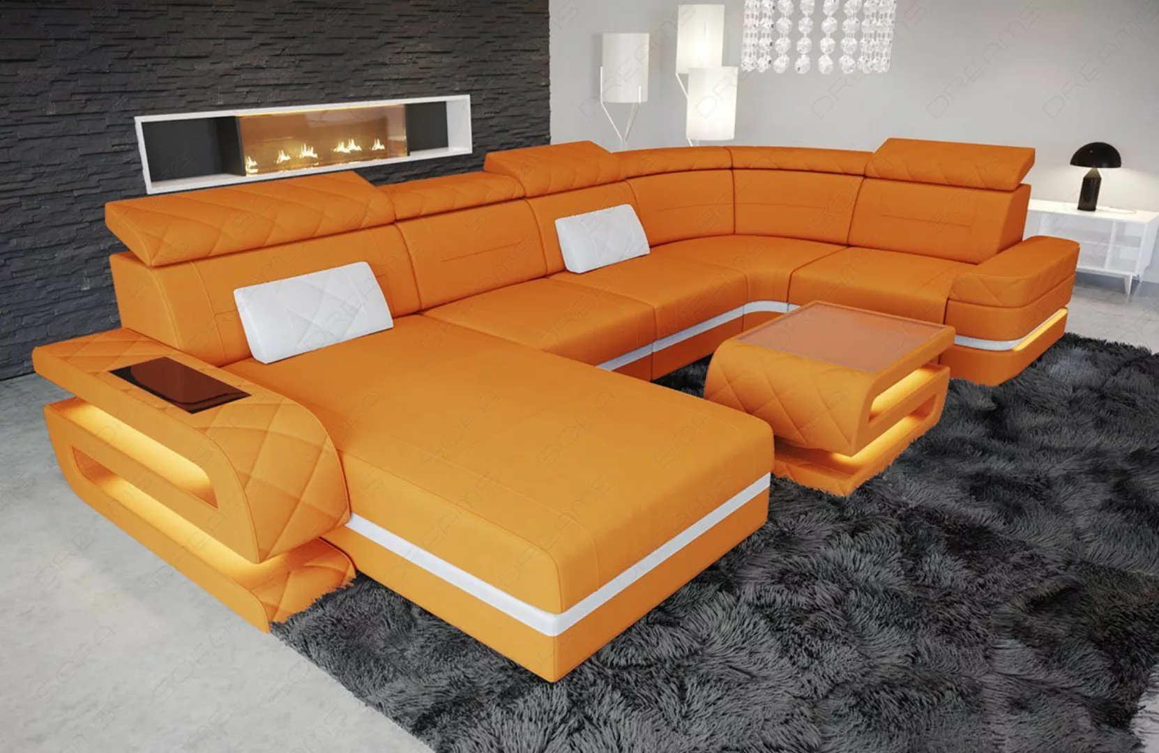 Sofa Dreams Wohnlandschaft Polster Sofa Couch Stoff Bologna U Form Stoffsof günstig online kaufen