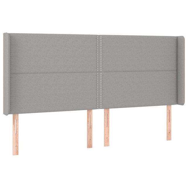 vidaXL Bett, Kopfteil mit Ohren Hellgrau 203x16x118/128 cm Stoff günstig online kaufen