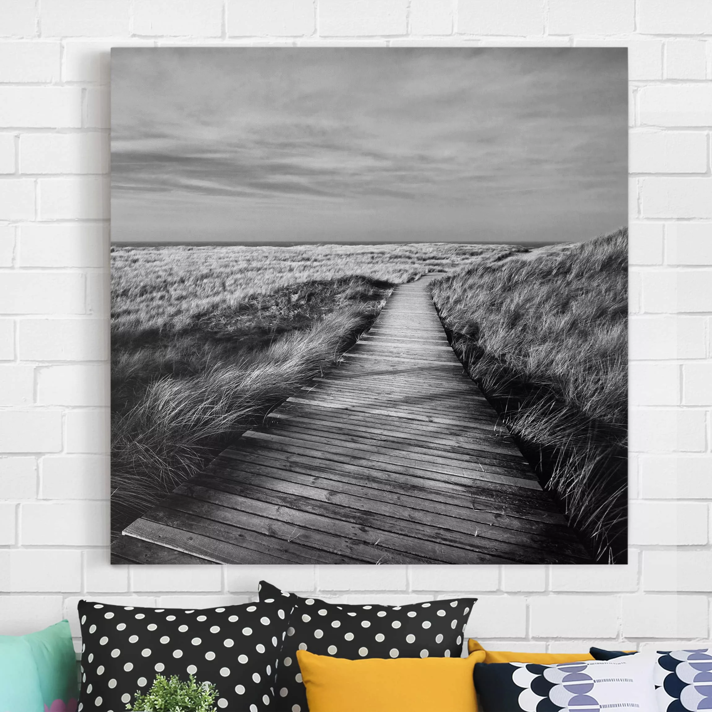 Leinwandbild Strand - Quadrat Dünenweg auf Sylt II günstig online kaufen