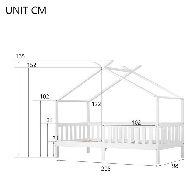 OKWISH Kinderbett Kiefernholz Kinderbett (200x90cm, ohne Matratze, ohne Sch günstig online kaufen