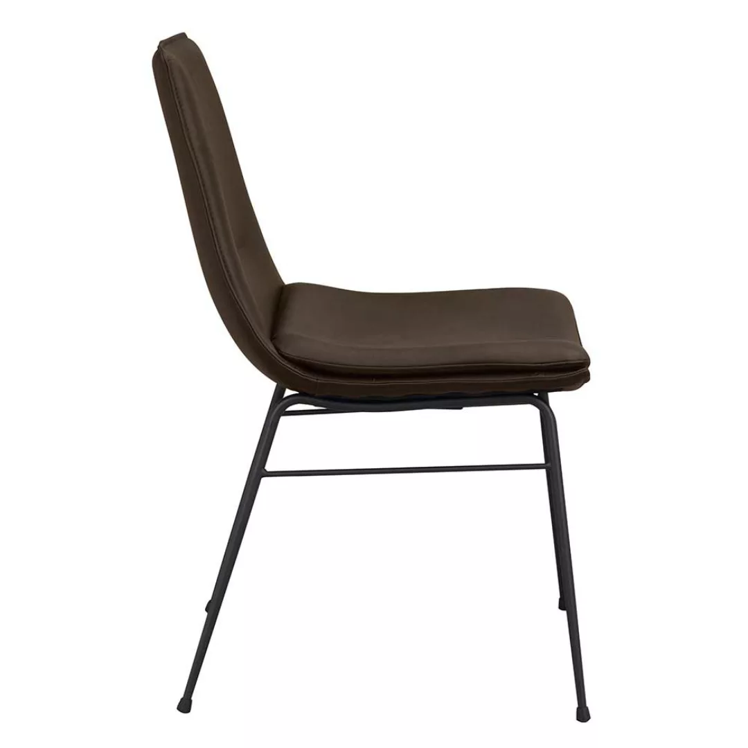 Esszimmer Stühle in Leder Braun Gestell aus Metall (2er Set) günstig online kaufen