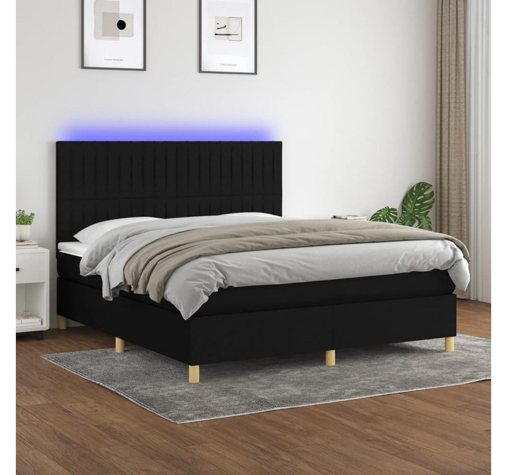 vidaXL Boxspringbett Boxspringbett mit Matratze LED Schwarz 180x200 cm Stof günstig online kaufen