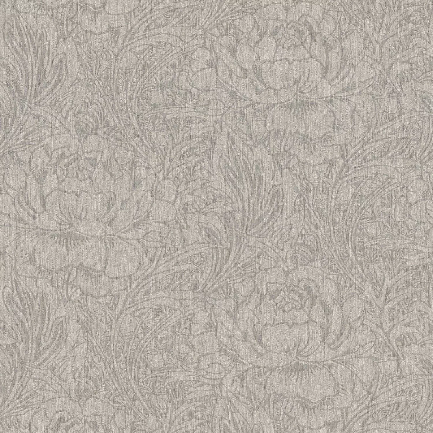Bricoflor Nostalgische Tapete Floral Vlies Mustertapete mit Blumen Grau für günstig online kaufen