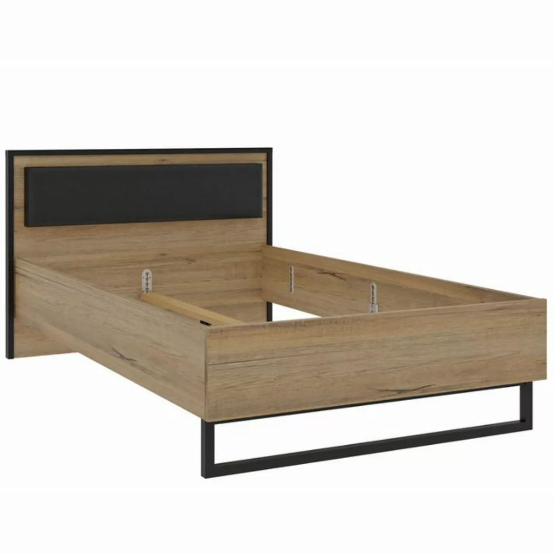 expendio Bett Orell 1, Bartex Oak / schwarz, 135x210x92 cm günstig online kaufen