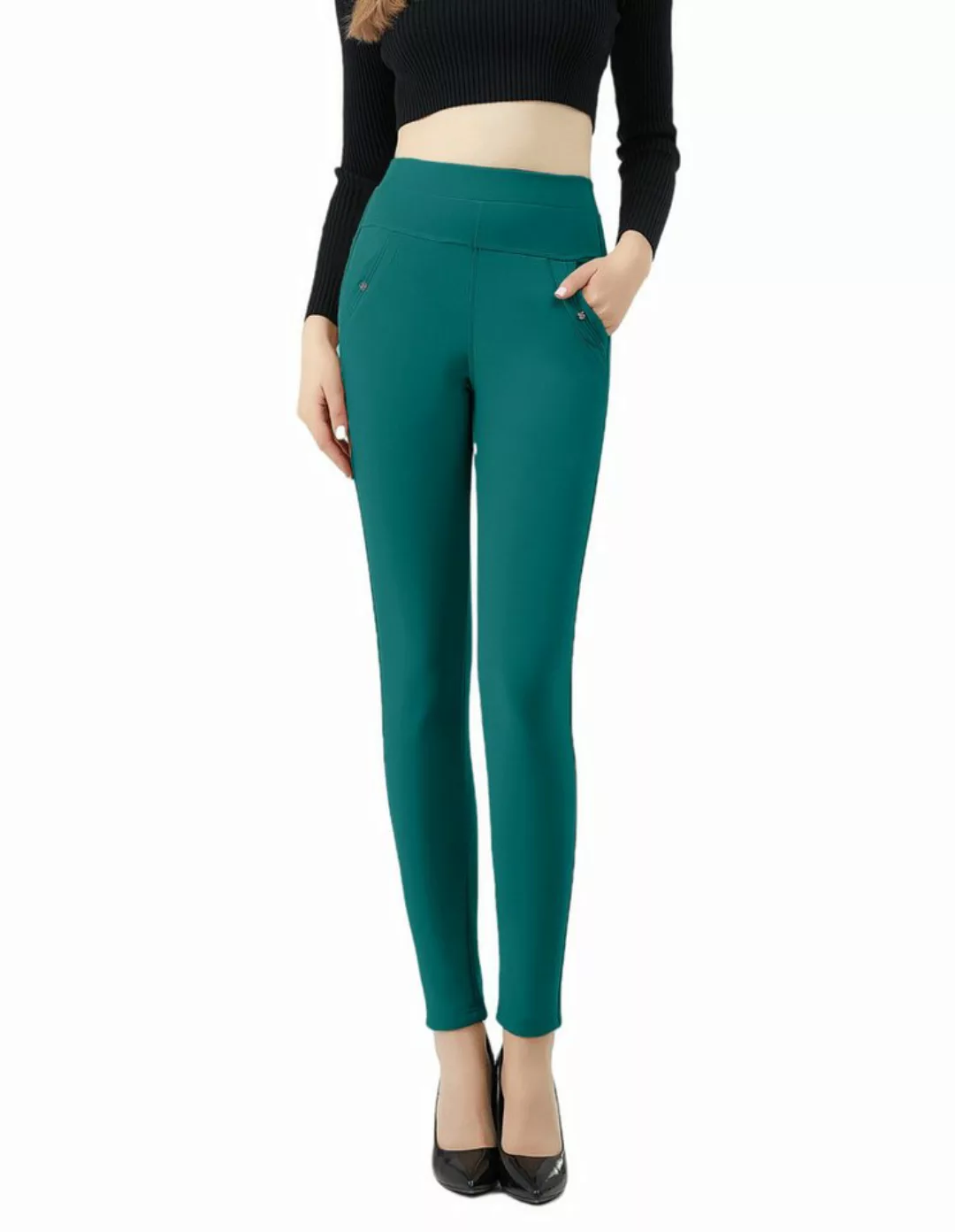 Jepo Leggings Elastische Damenhose Skinny slim Fit bequeme Grün XL/XXL Dame günstig online kaufen