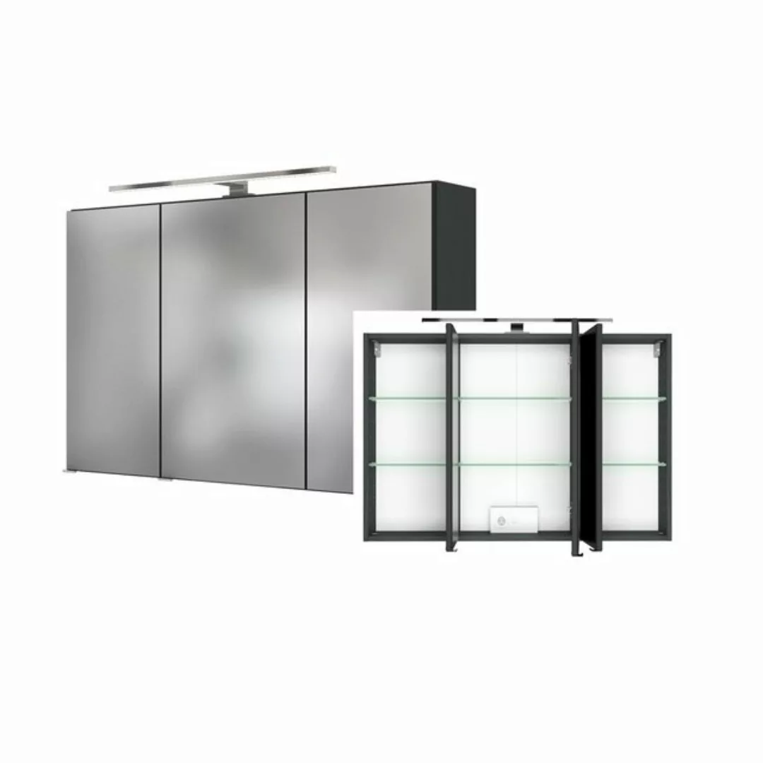 Lomadox Badmöbel Spiegelschrank mit LED 100 cm ARLON-03 graphit BxHxT 100x6 günstig online kaufen