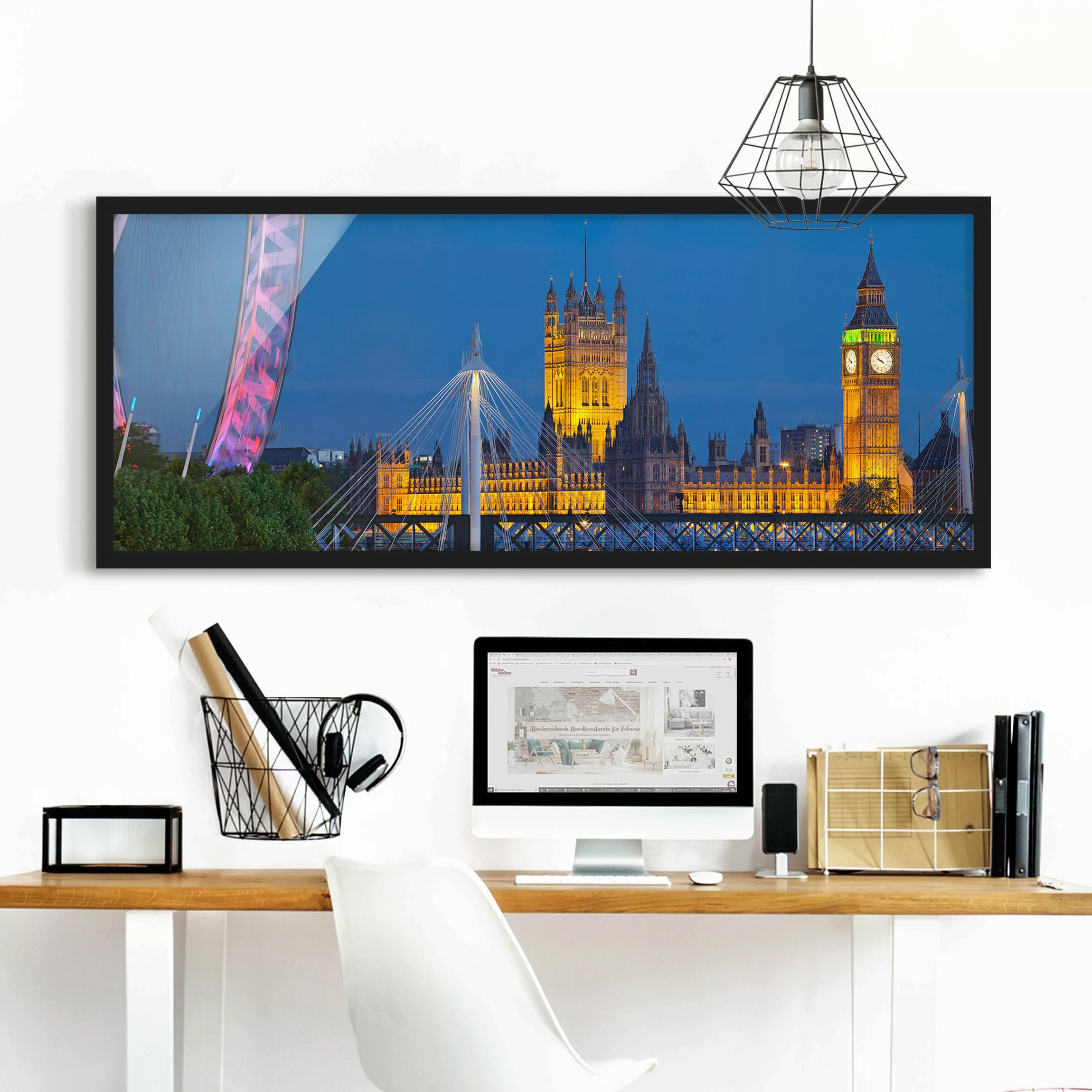 Bild mit Rahmen Architektur & Skyline - Panorama Big Ben und Westminster Pa günstig online kaufen