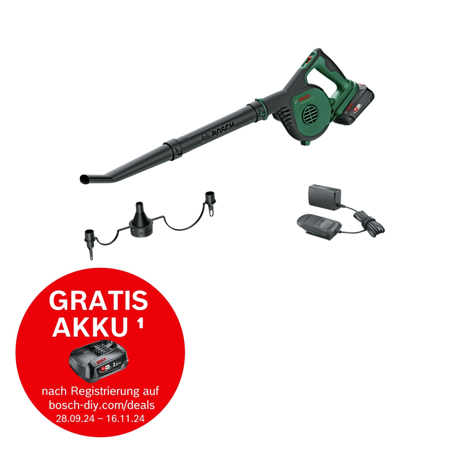 Bosch Akku-Laubbläser UniversalLeafBlower 18V-130 inkl. Akku und Ladegerät günstig online kaufen