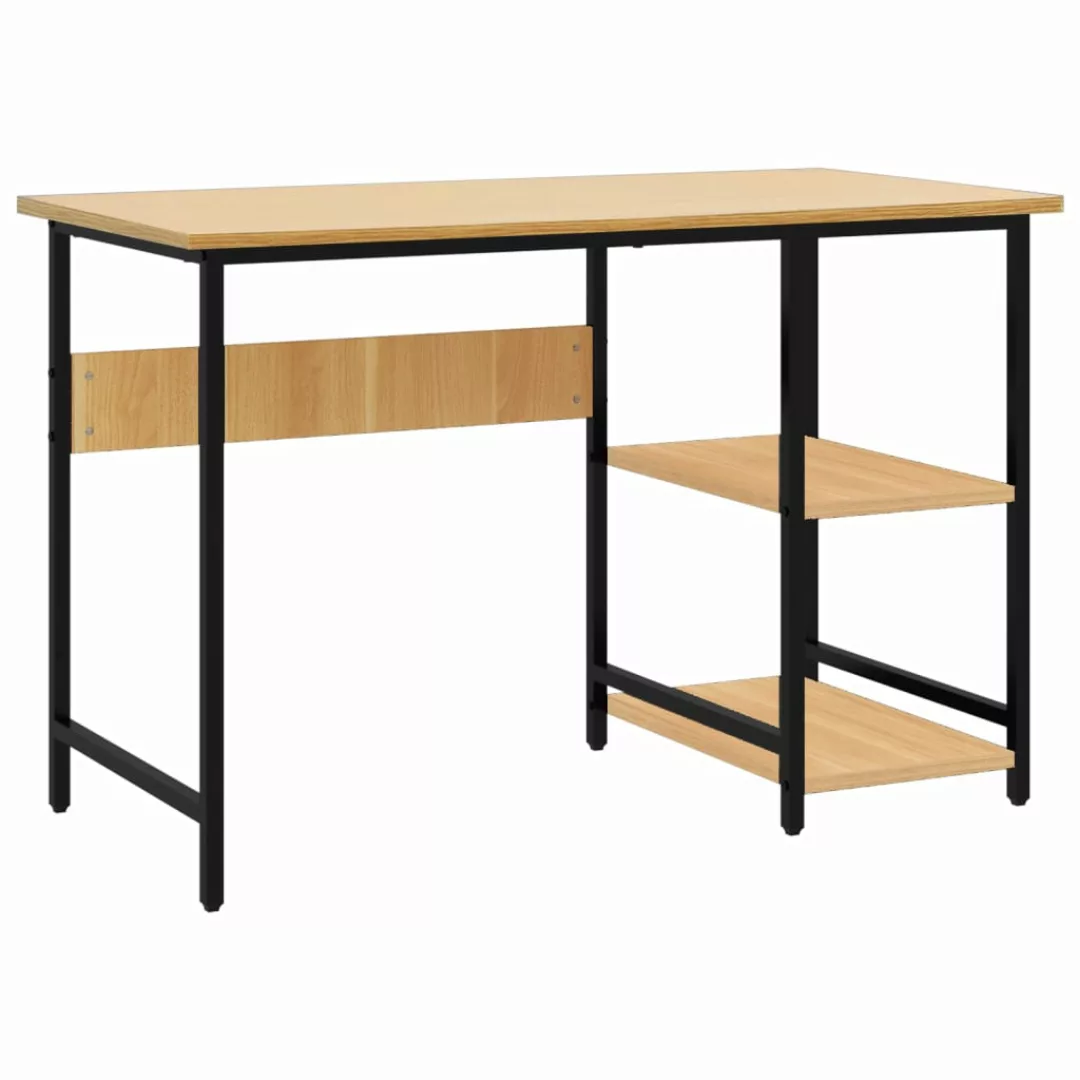 Computertisch Schwarz Und Eiche Hell 105x55x72 Cm Mdf Und Metall günstig online kaufen