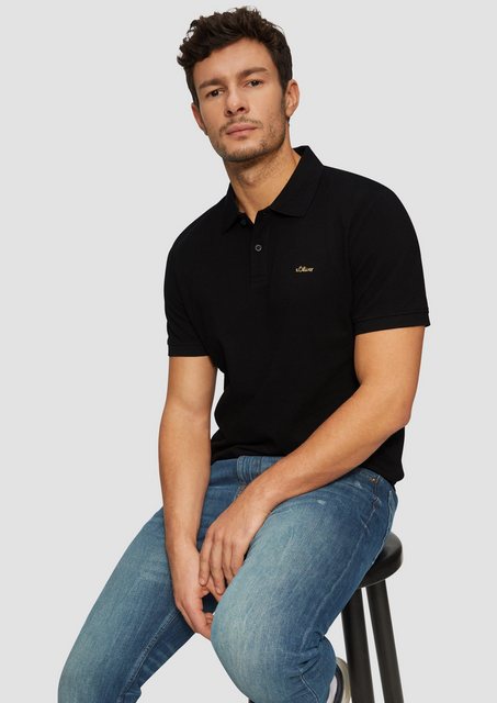 s.Oliver Kurzarmshirt Poloshirt aus Baumwollpiqué Logo günstig online kaufen