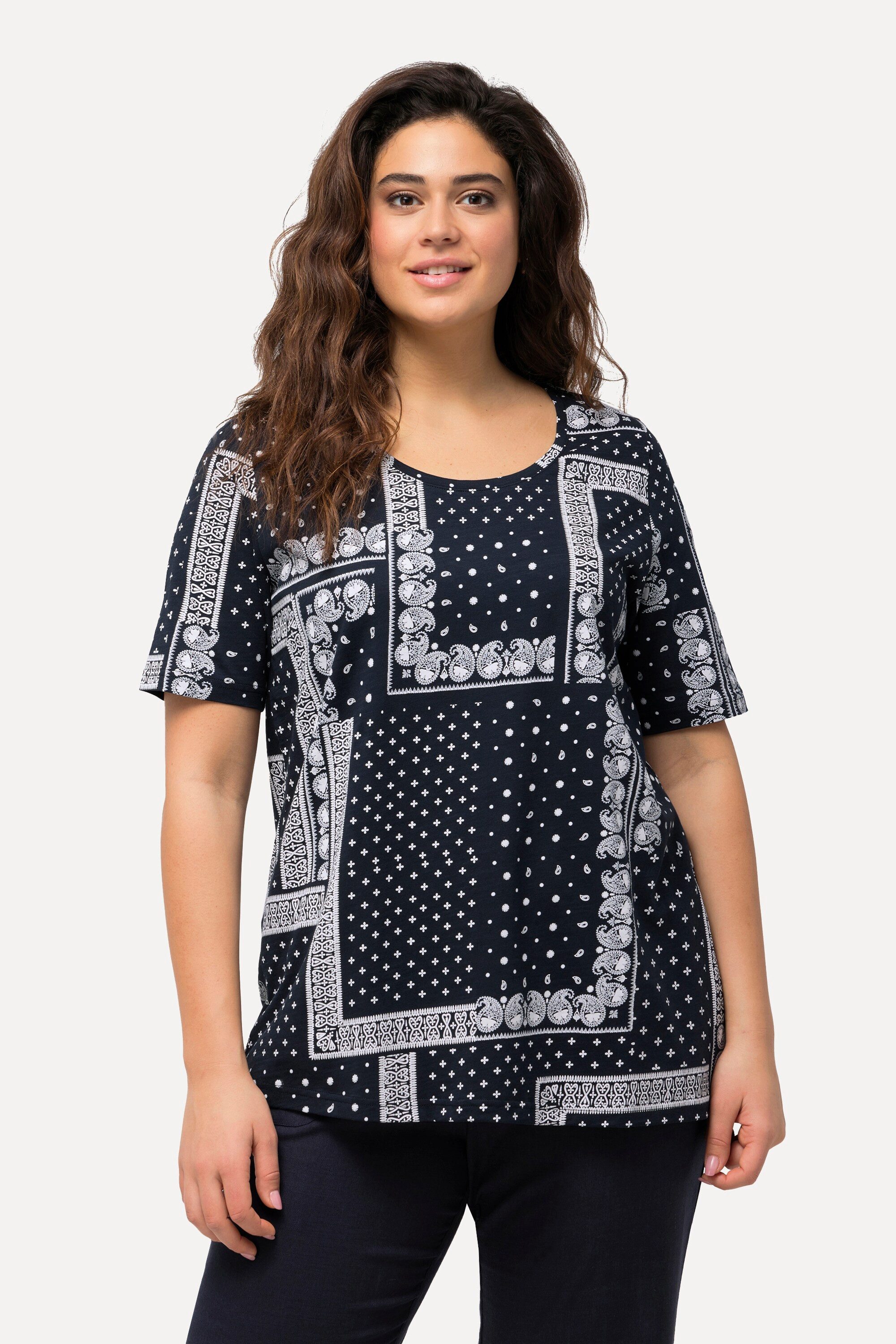Ulla Popken T-Shirt T-Shirt Patchmuster A-Linie günstig online kaufen