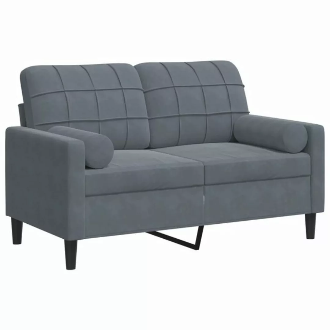 vidaXL Sofa, 2-Sitzer-Sofa mit Zierkissen Dunkelgrau 120 cm Samt günstig online kaufen