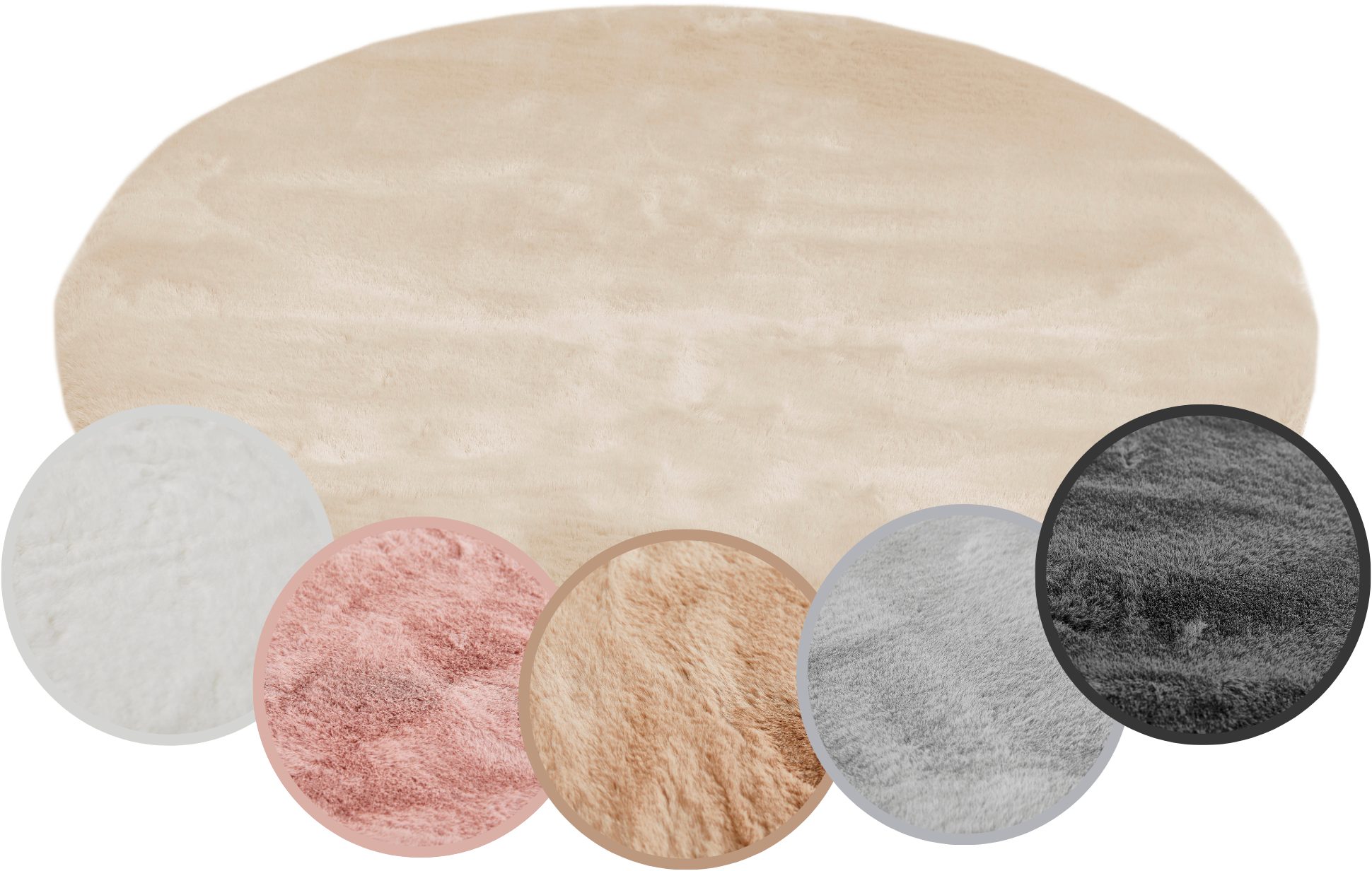 my home Hochflor-Teppich Lugano, rund, Höhe: günstig online kaufen