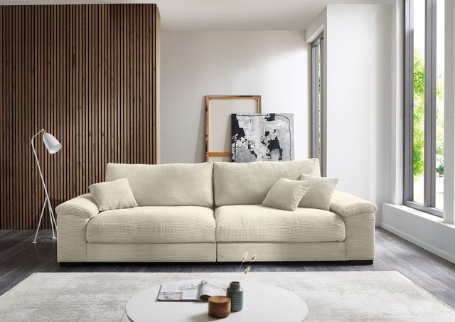 freiraum Big-Sofa Adriena, 5 Kissen, Daune, weicher Cord Stoff in creme - 2 günstig online kaufen