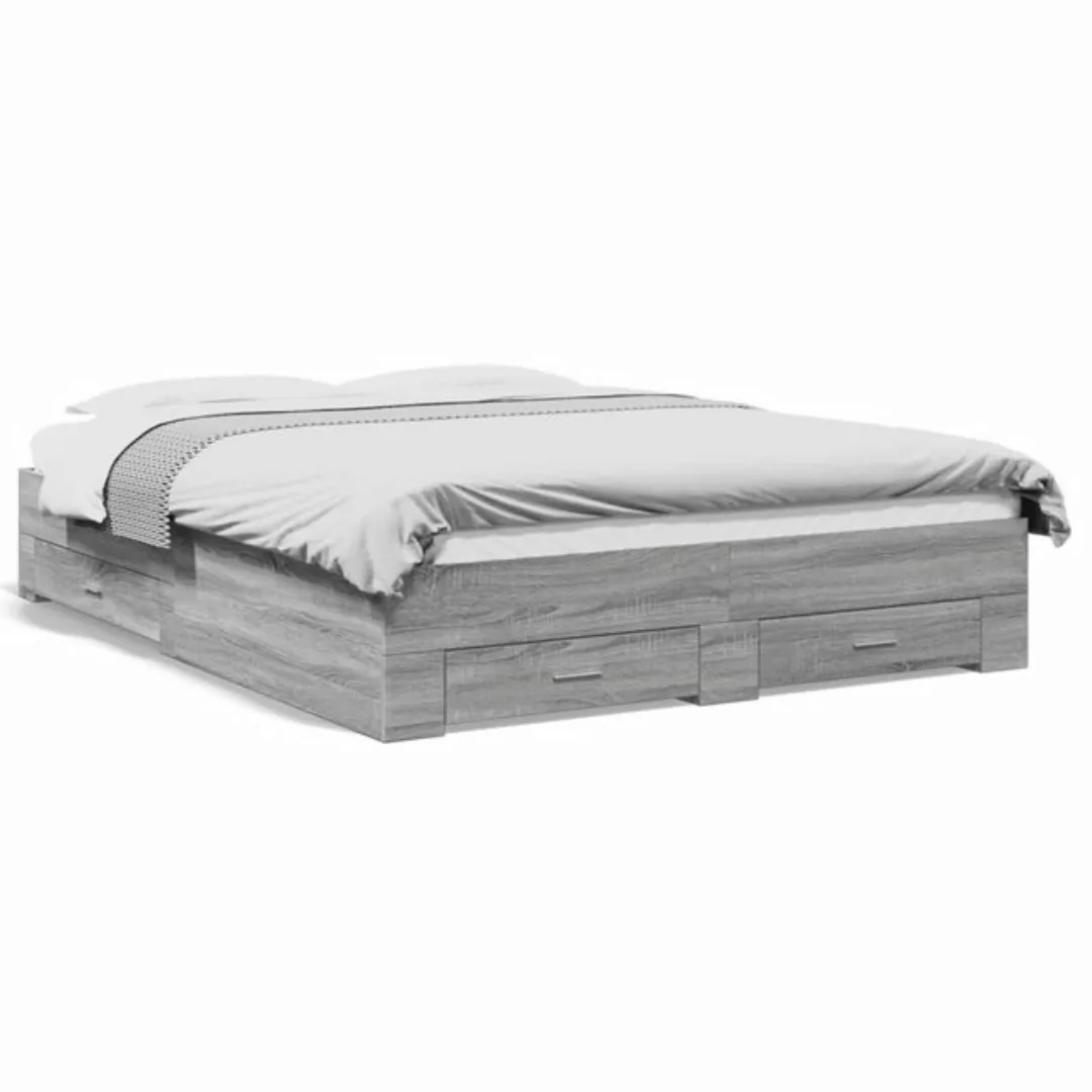 vidaXL Bett Bettgestell mit Schubladen Grau Sonoma 160x200 cm Holzwerkstoff günstig online kaufen