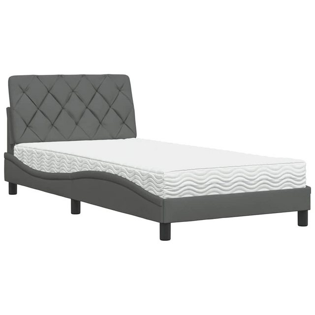 vidaXL Bett Bett mit Matratze Dunkelgrau 100x200 cm Stoff günstig online kaufen