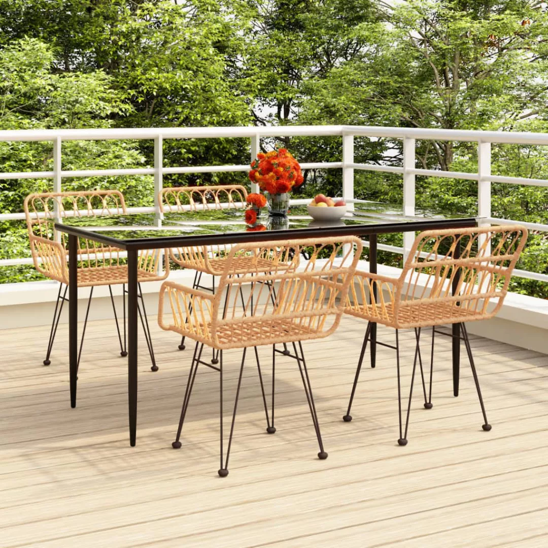 Vidaxl 5-tlg. Garten-essgruppe Poly Rattan günstig online kaufen