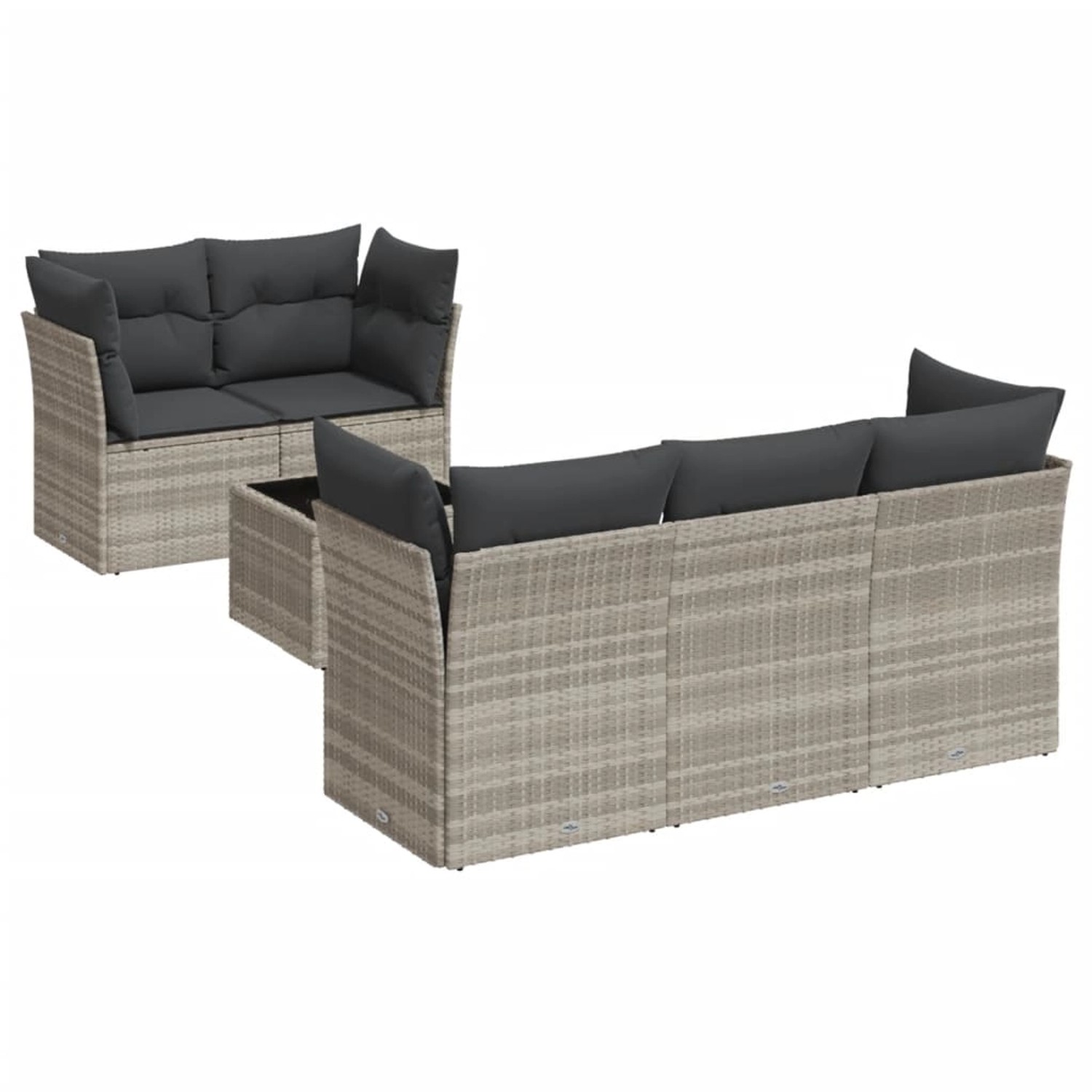 vidaXL 6-Tlg Garten-Sofagarnitur mit Kissen Hellgrau Poly Rattan 3217252 günstig online kaufen