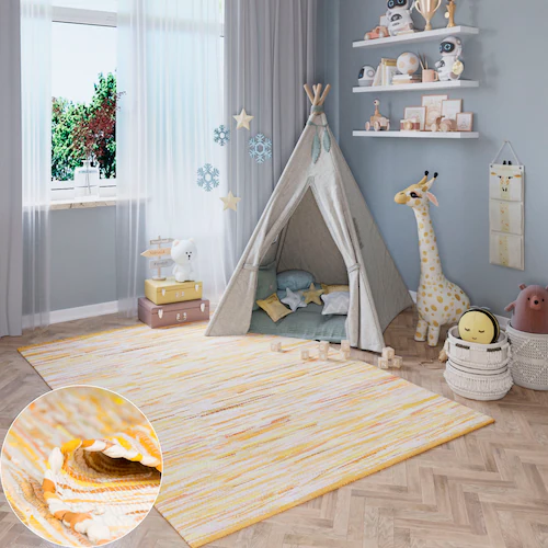 Lüttenhütt Kinderteppich »Bente«, rechteckig, Handweb Teppich, 90% Baumwoll günstig online kaufen