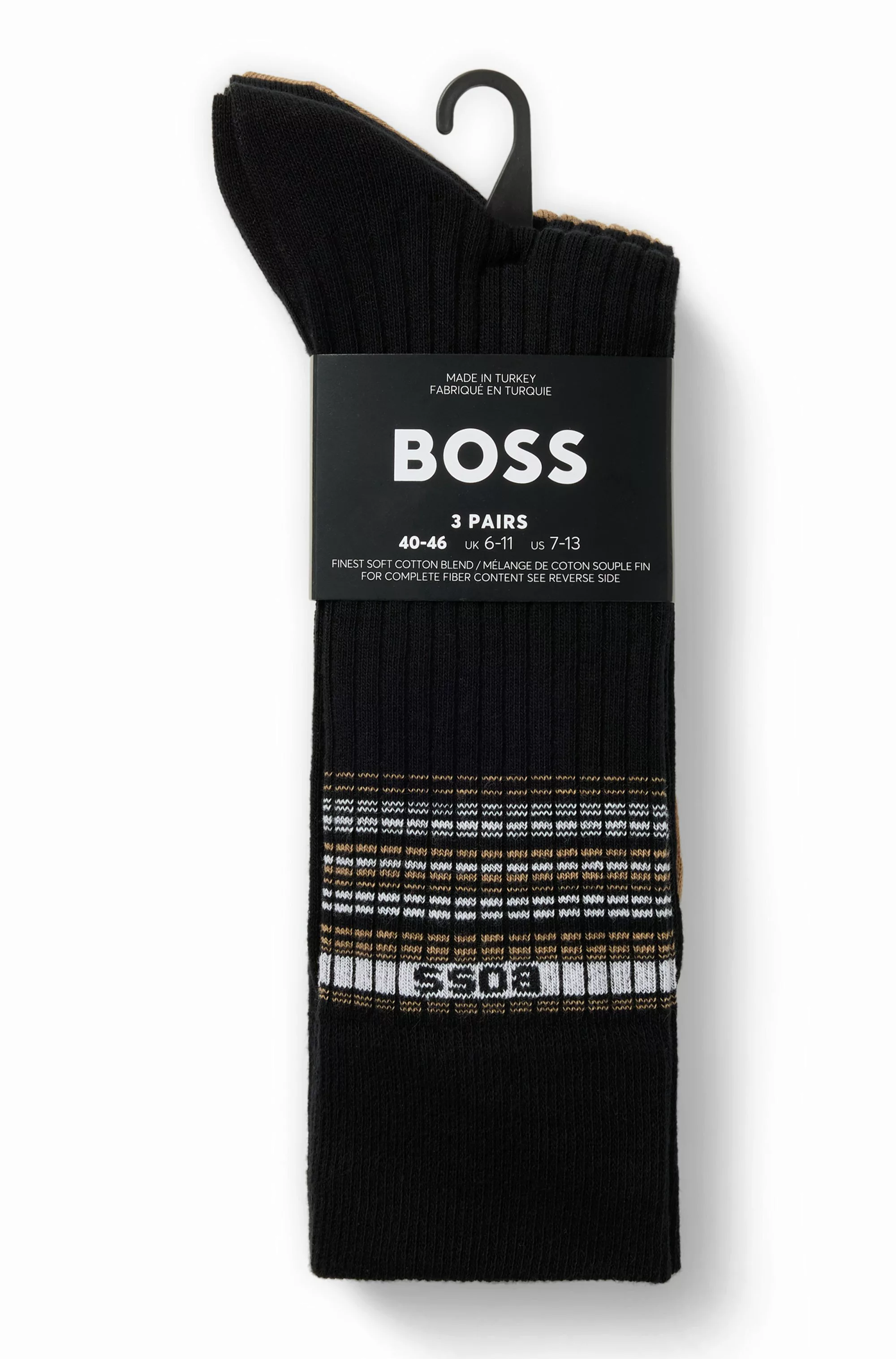 BOSS Freizeitsocken "3P RS Rib Stripe", (Packung, 3 Paar), mit BOSS Logo günstig online kaufen