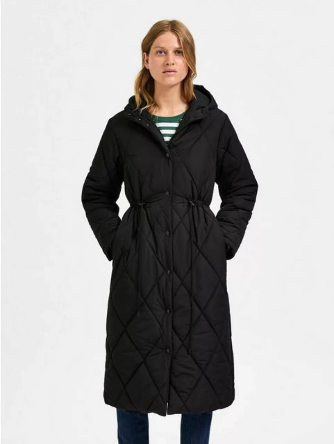 SELECTED FEMME Langmantel Longline Steppjacke Wattierter Mantel mit Kapuze günstig online kaufen