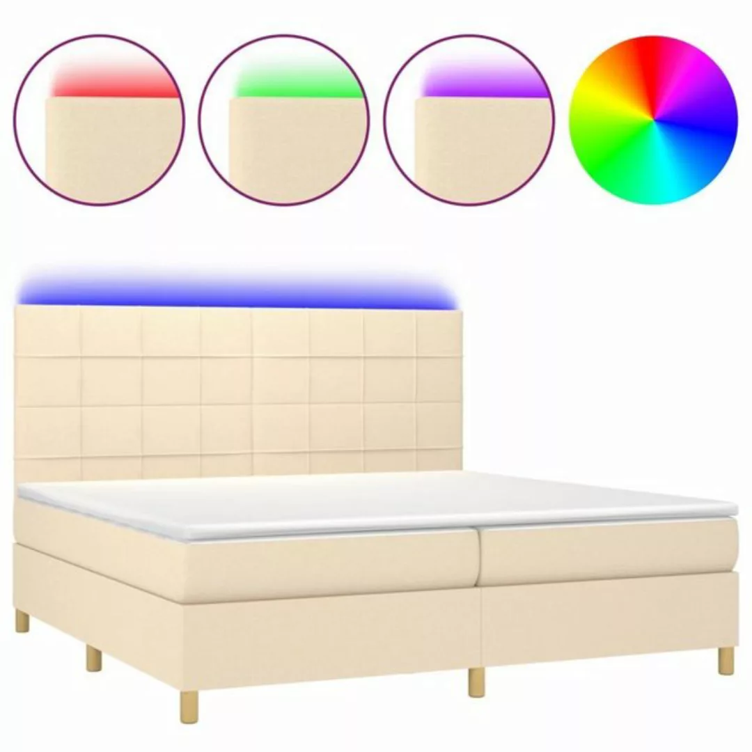 vidaXL Bettgestell Boxspringbett mit Matratze LED Creme 200x200 cm Stoff Be günstig online kaufen