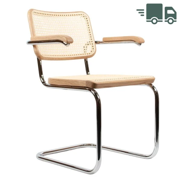 THONET S 64 V | Eiche Pure Materials | Stahlrohr-Freischwinger mit Armlehne günstig online kaufen