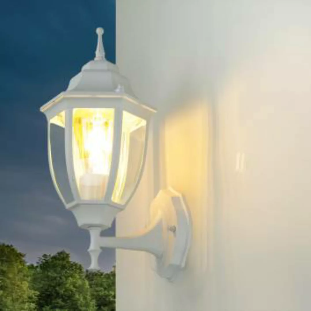 Weiße Außenwandlampe rustikale Laterne LYON H:35,5cm günstig online kaufen