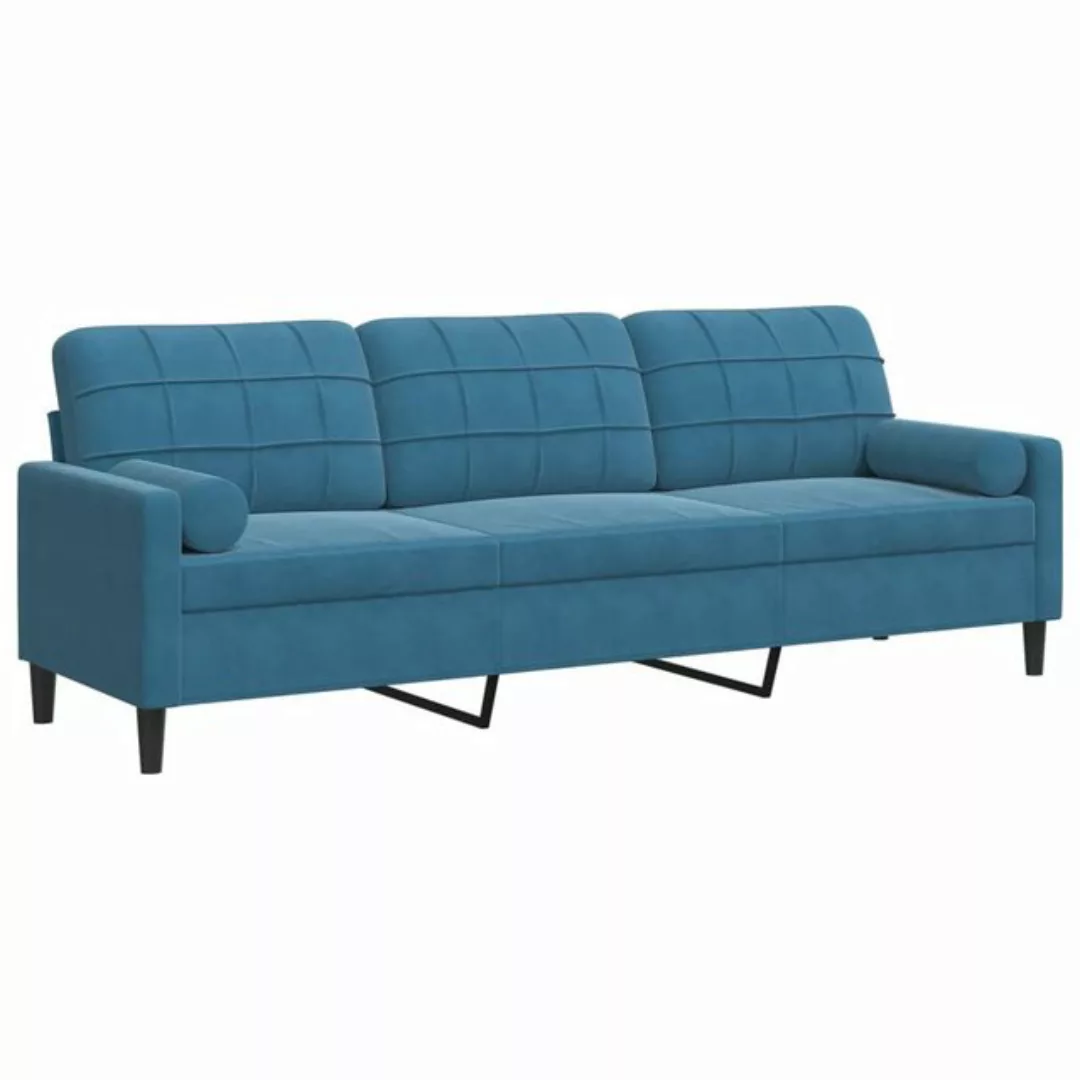 vidaXL Sofa Sofa 3-Sitzer mit Zierkissen Blau 210 cm Samt günstig online kaufen