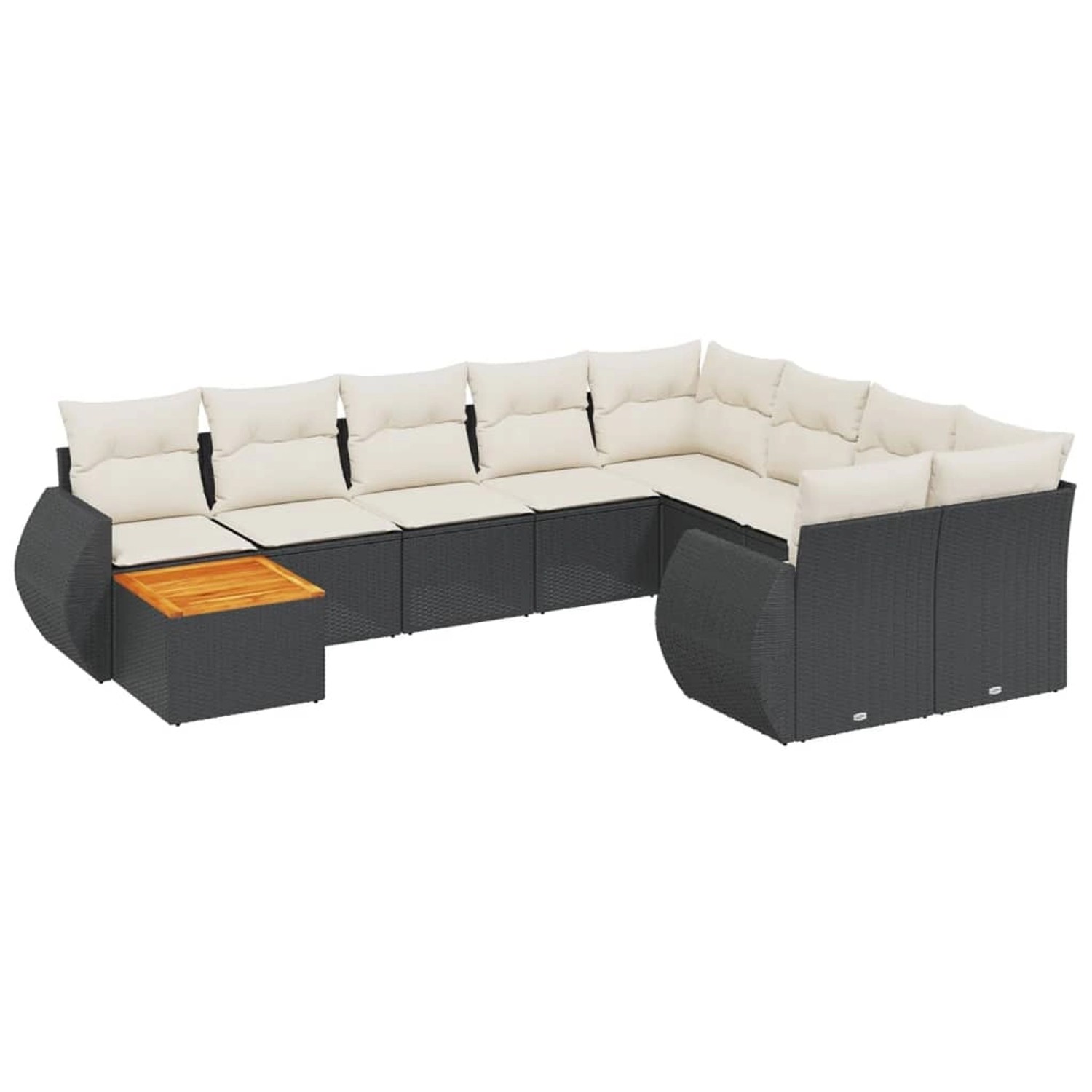 vidaXL 10-Tlg Garten-Sofagarnitur mit Kissen Schwarz Poly Rattan 3257498 günstig online kaufen