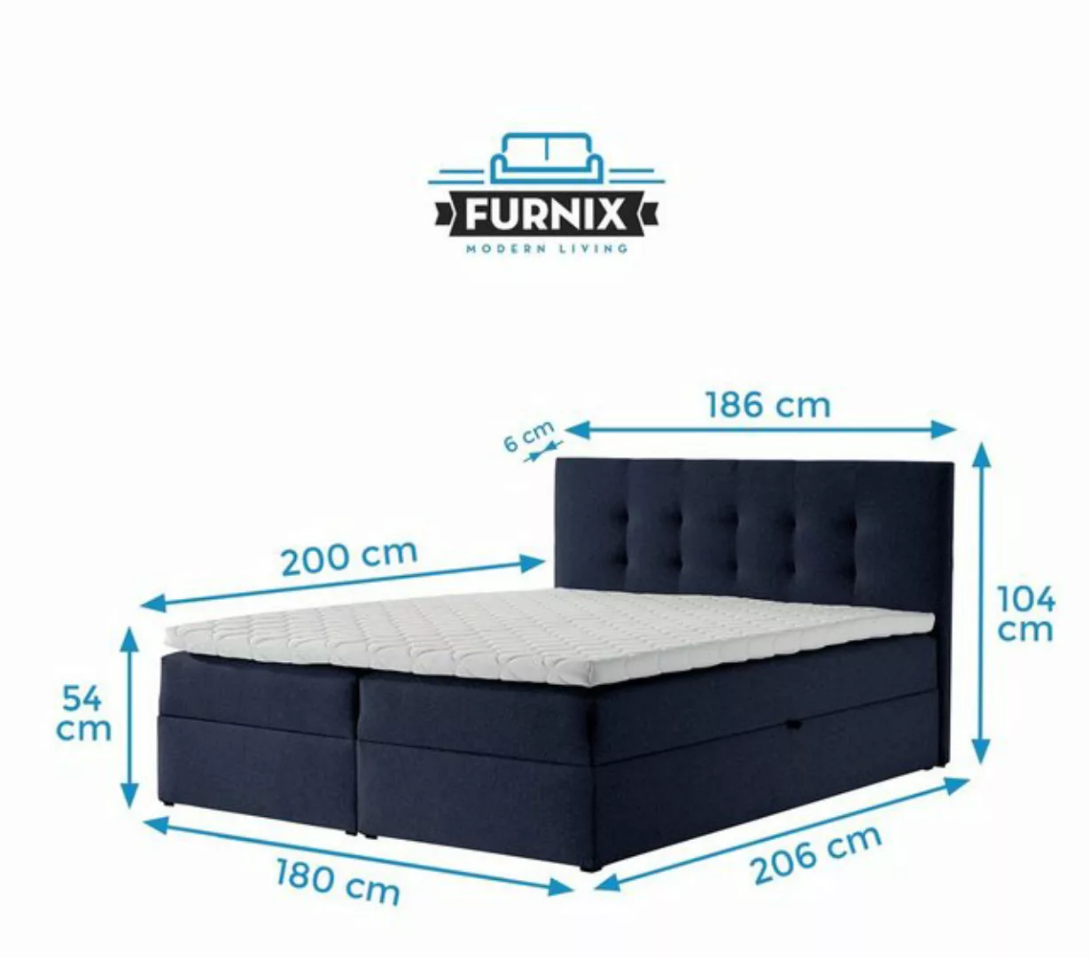 Furnix Boxspringbett TREZO 2 140-180x200 mit tiefen Bettkasten und Topper A günstig online kaufen