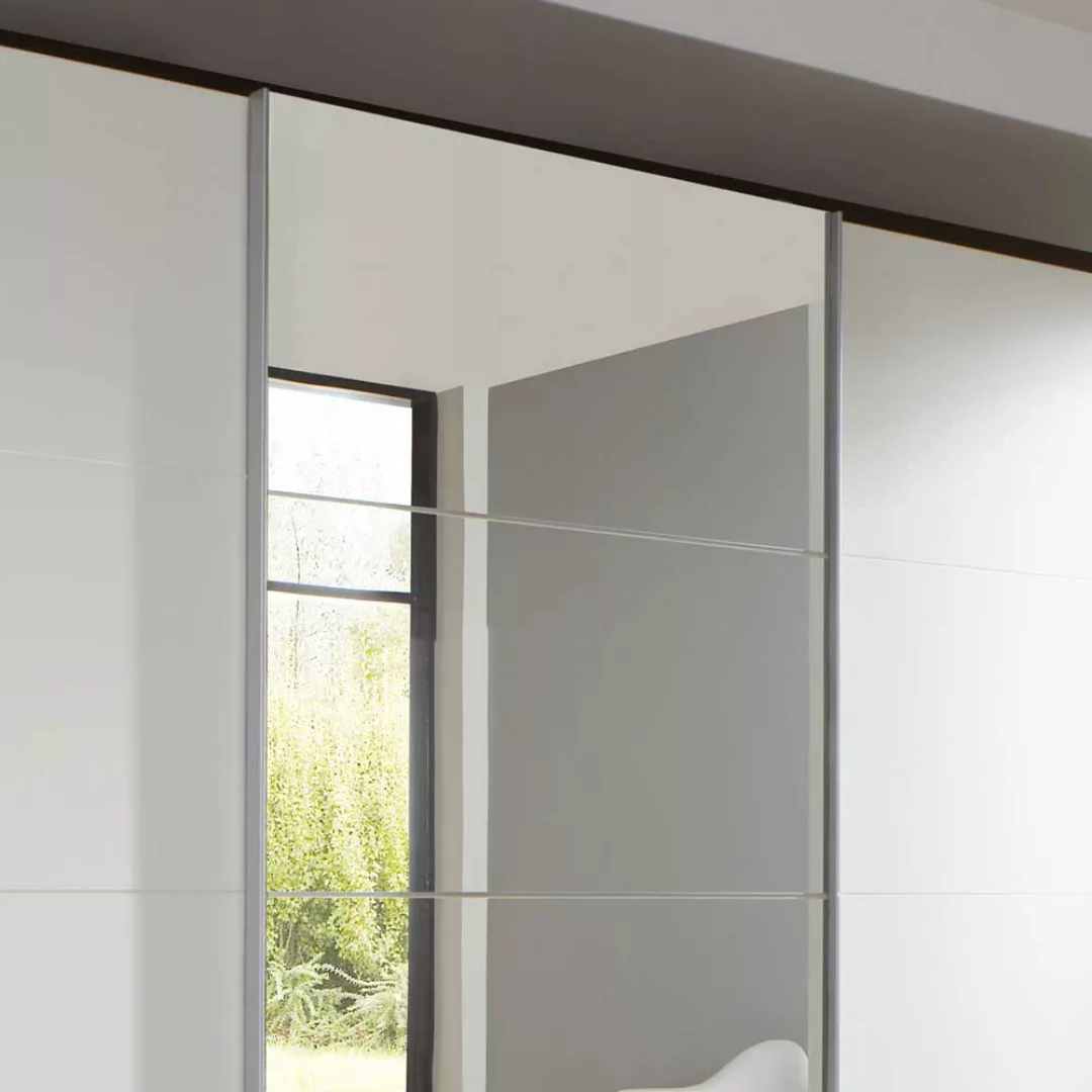 Schwebetürenschrank in Weiß mit Spiegeltür 270 cm breit günstig online kaufen