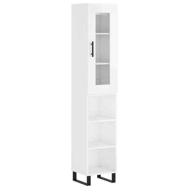 vidaXL Vitrine Highboard Hochglanz-Weiß 34,5x34x180 cm Spanplatte Glas Vitr günstig online kaufen