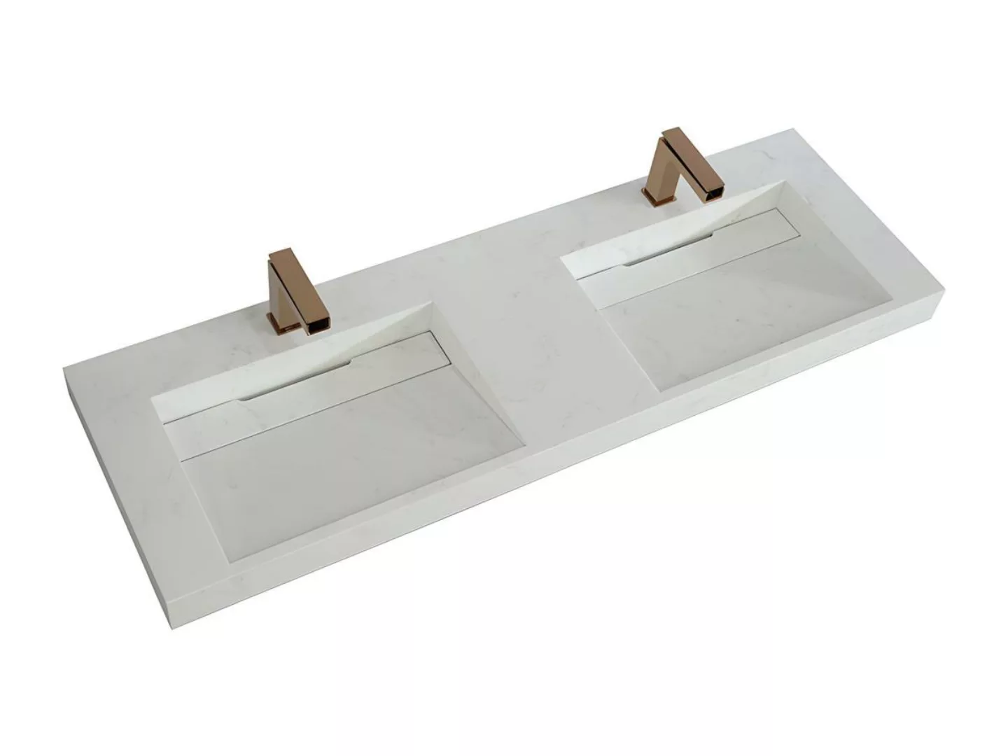 Doppelwaschbecken hängend - 140,2 x 45,2 x 8 cm - Weiß mit Marmor-Optik - K günstig online kaufen