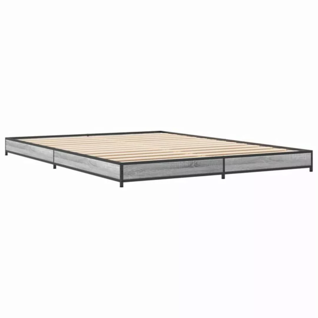 vidaXL Bett Bettgestell Grau Sonoma 120x190 cm Holzwerkstoff und Metall günstig online kaufen