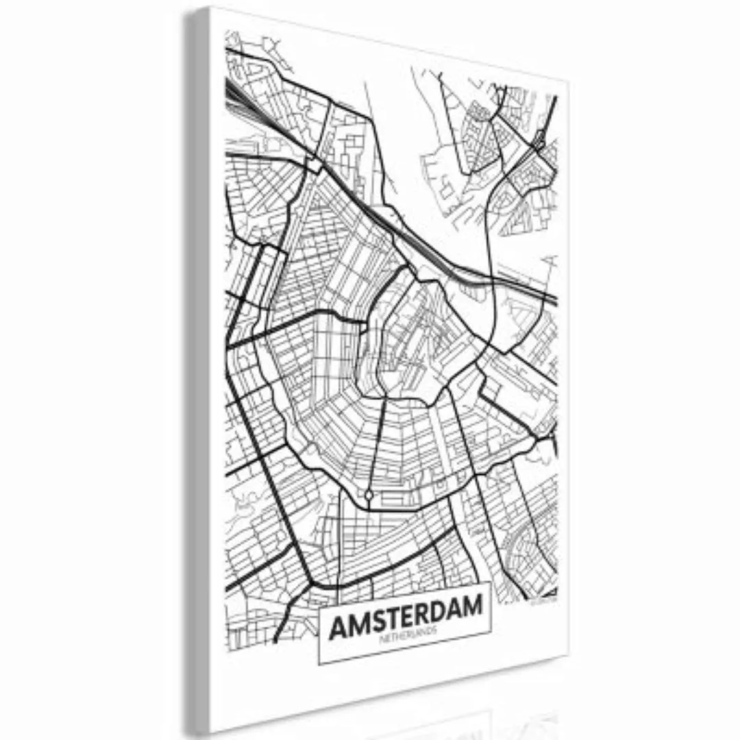 artgeist Wandbild Map of Amsterdam (1 Part) Vertical schwarz/weiß Gr. 40 x günstig online kaufen