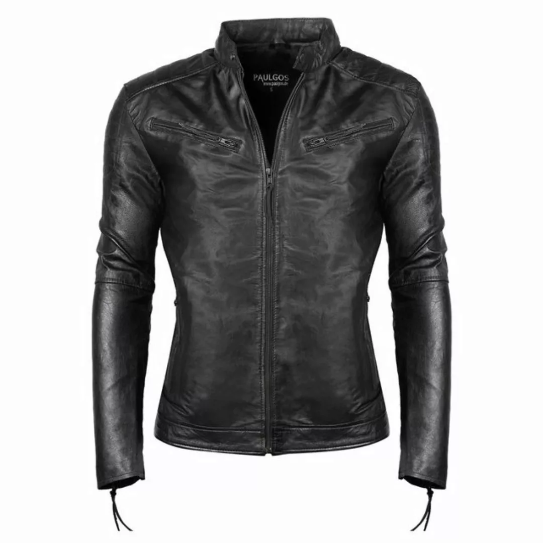 PAULGOS Lederjacke Herren Jacke Übergangsjacke Biker Look 100% Echtleder D2 günstig online kaufen