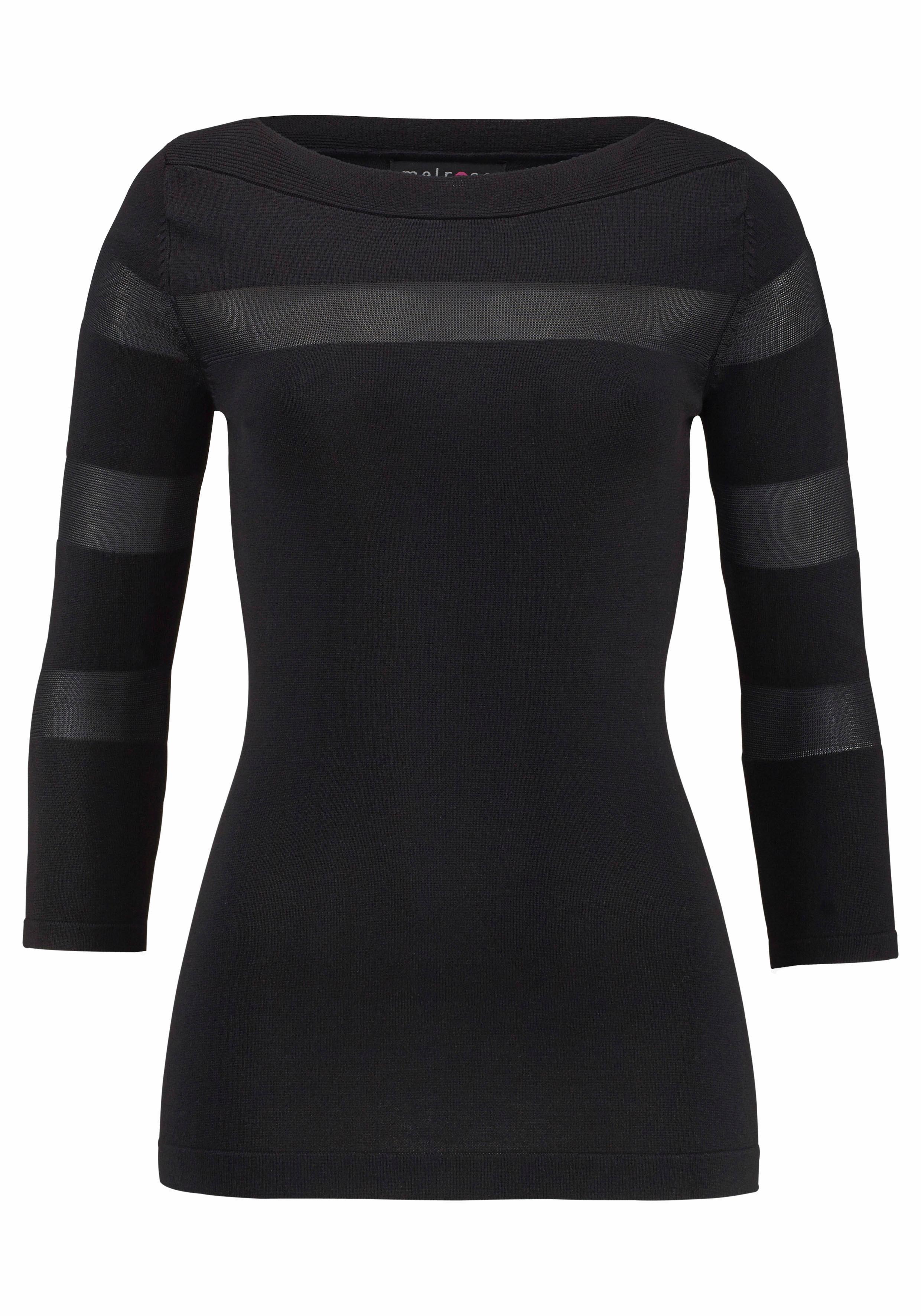 Melrose 3/4 Arm-Pullover, mit transparenten Streifen günstig online kaufen