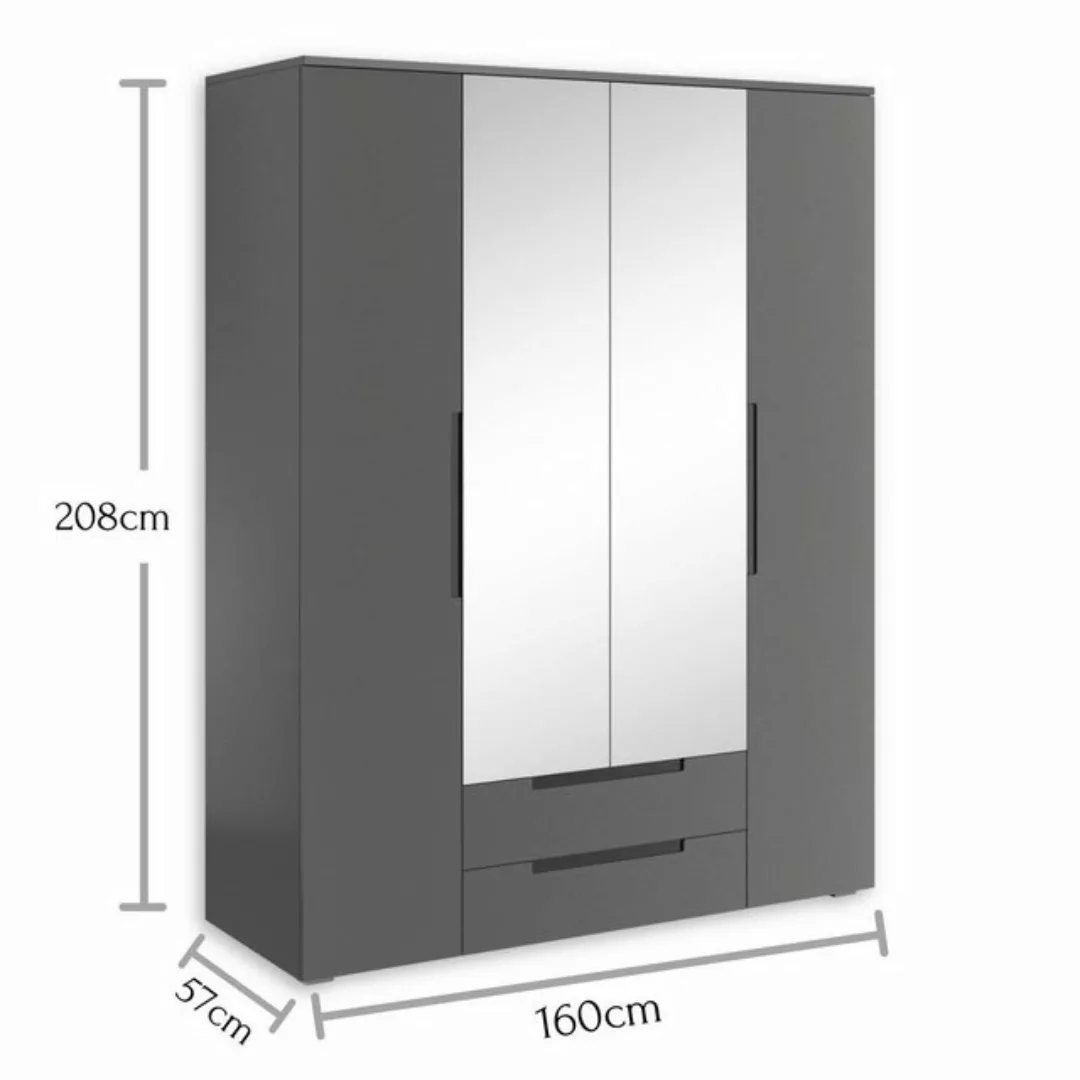 möbelando Kleiderschrank Suzette 160 x 208 x 57 cm (B/H/T) günstig online kaufen