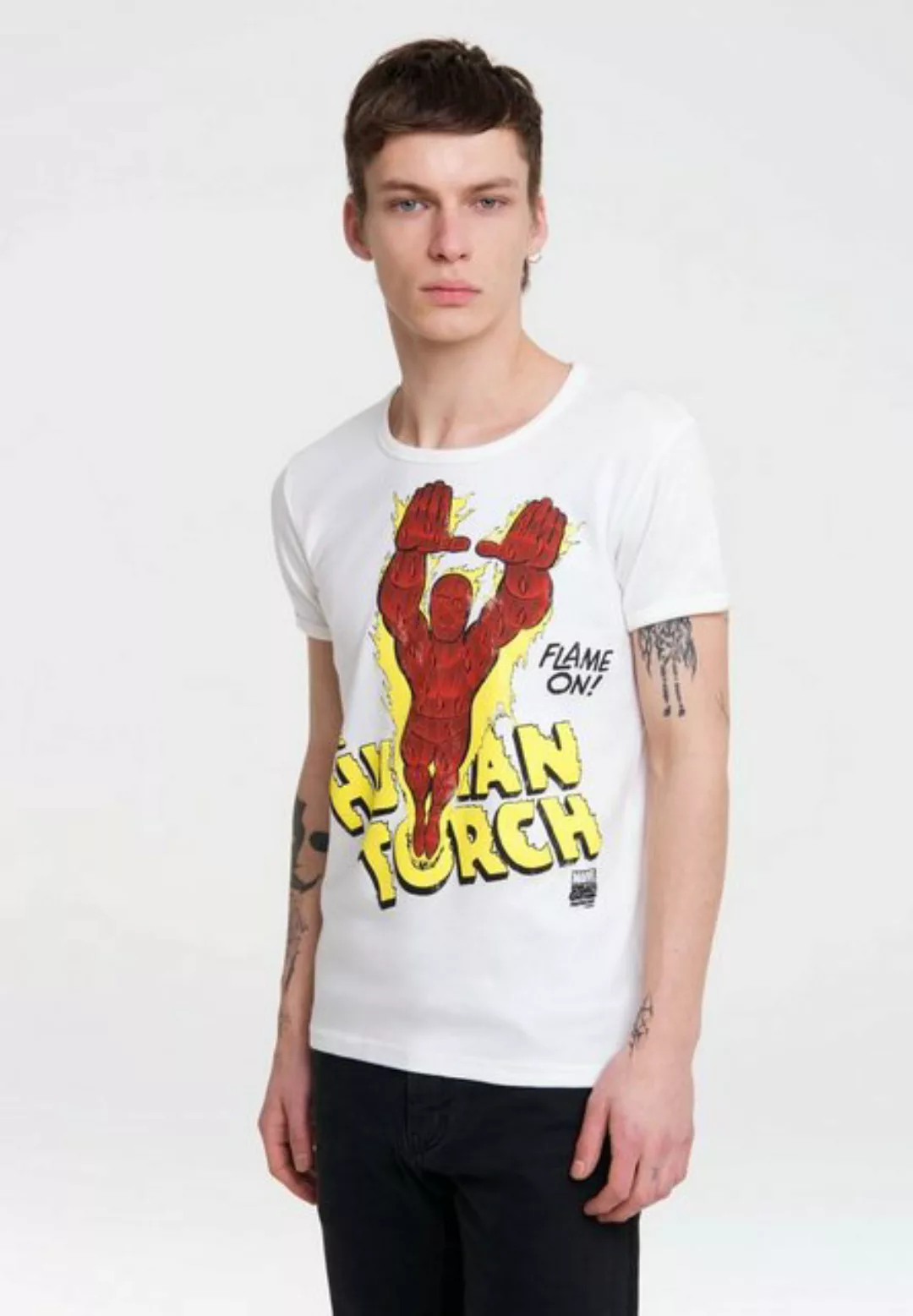 LOGOSHIRT T-Shirt "Human Torch Flame On", mit coolem Heldenmotiv günstig online kaufen