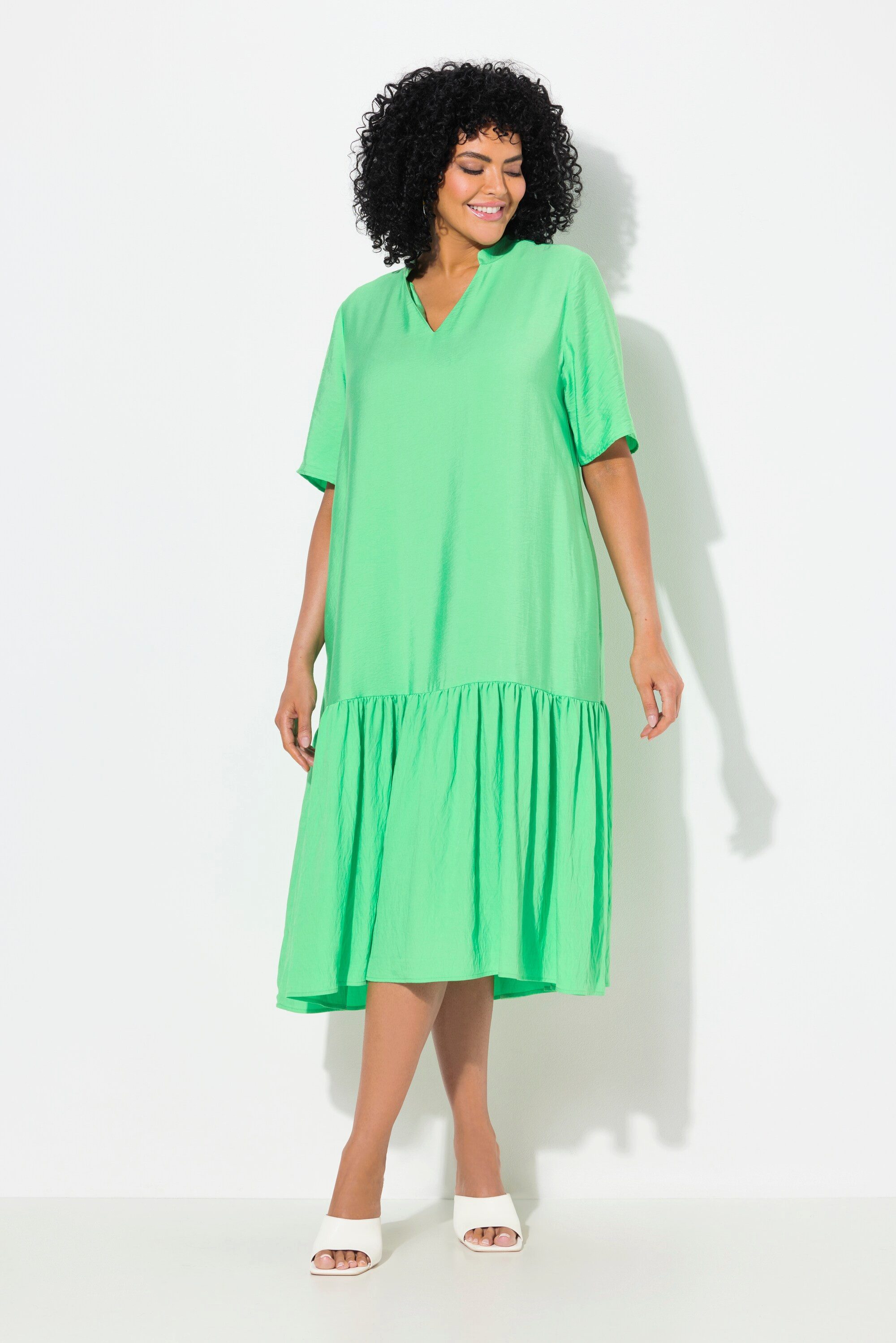 Ulla Popken Midikleid Midikleid Volantsaum A-Linie günstig online kaufen