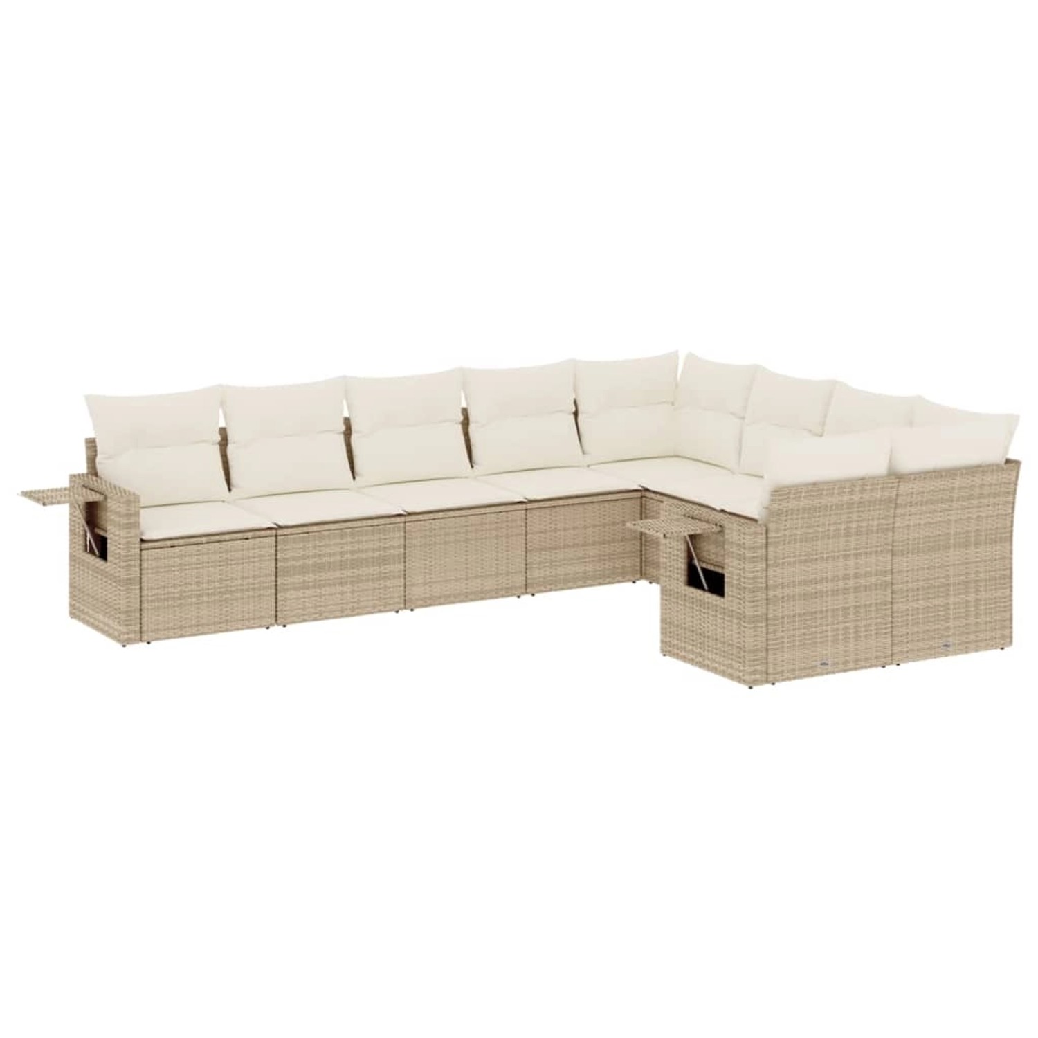 vidaXL 9-Tlg Garten-Sofagarnitur mit Kissen Beige Poly Rattan 3220637 günstig online kaufen
