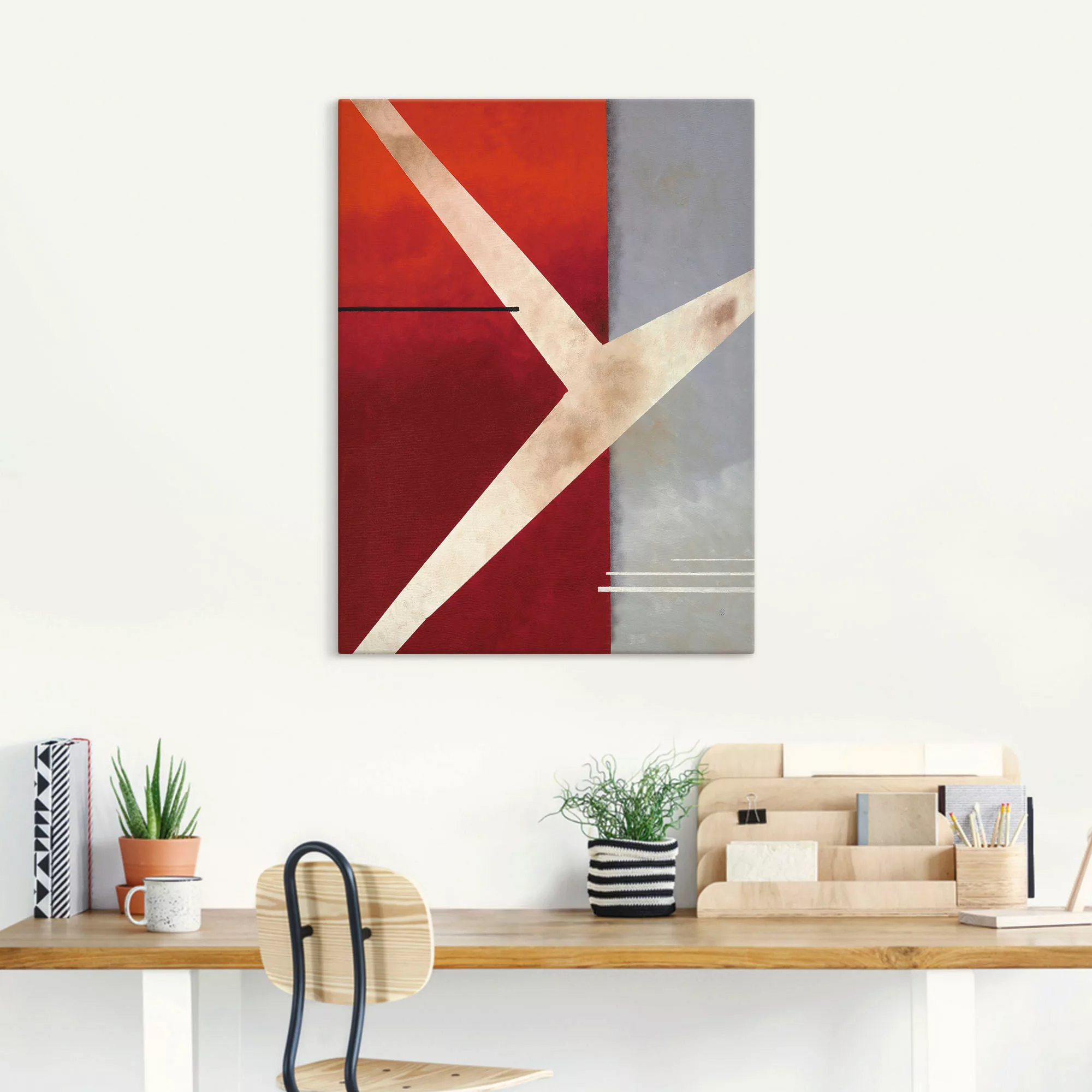 Artland Wandbild "Abstrakt in rot-grau", Gegenstandslos, (1 St.), als Leinw günstig online kaufen
