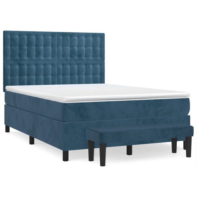 vidaXL Boxspringbett Boxspringbett mit Matratze Dunkelblau 140x200 cm Samt günstig online kaufen