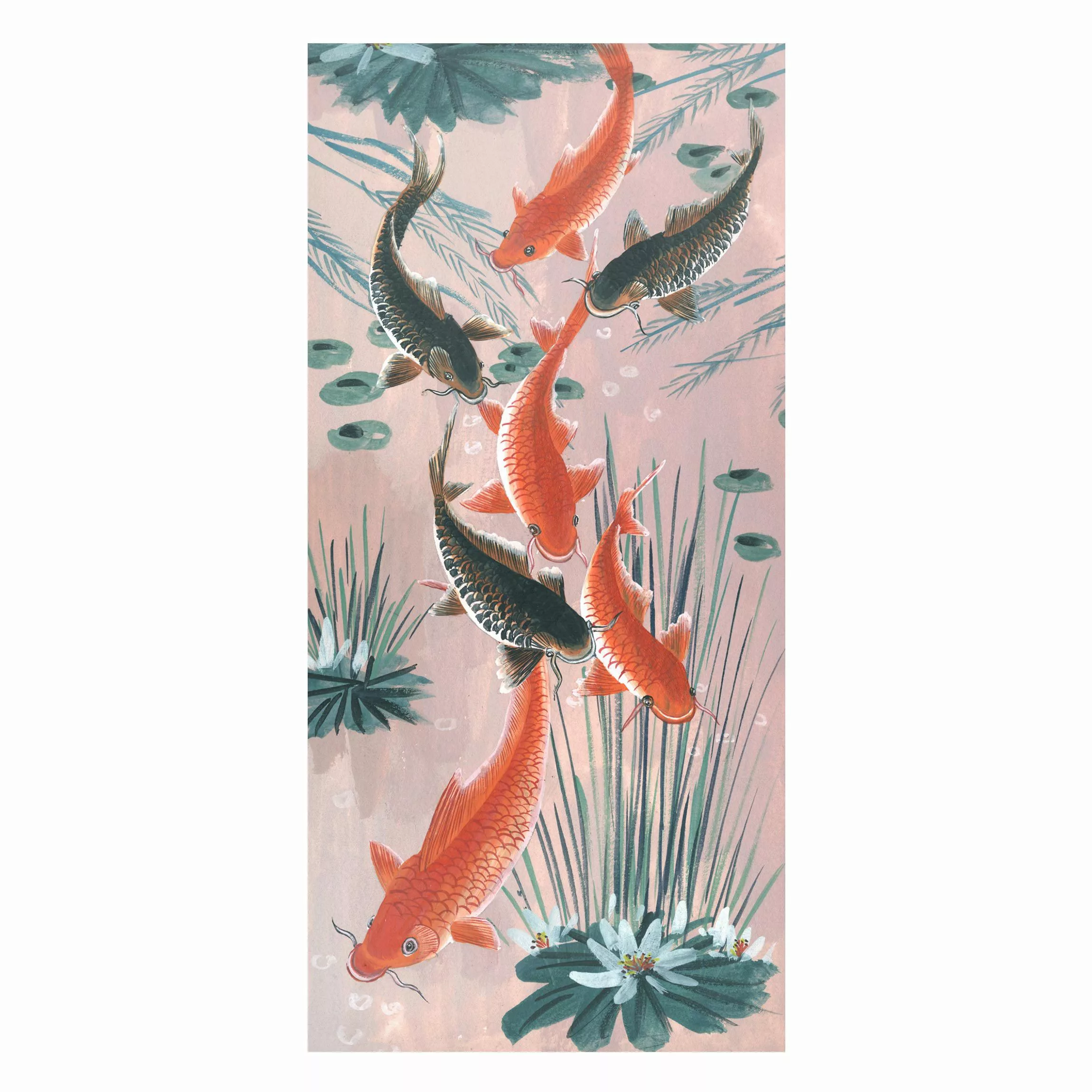Magnettafel Blumen - Hochformat 1:2 Asiatische Malerei Kois im Teich I günstig online kaufen