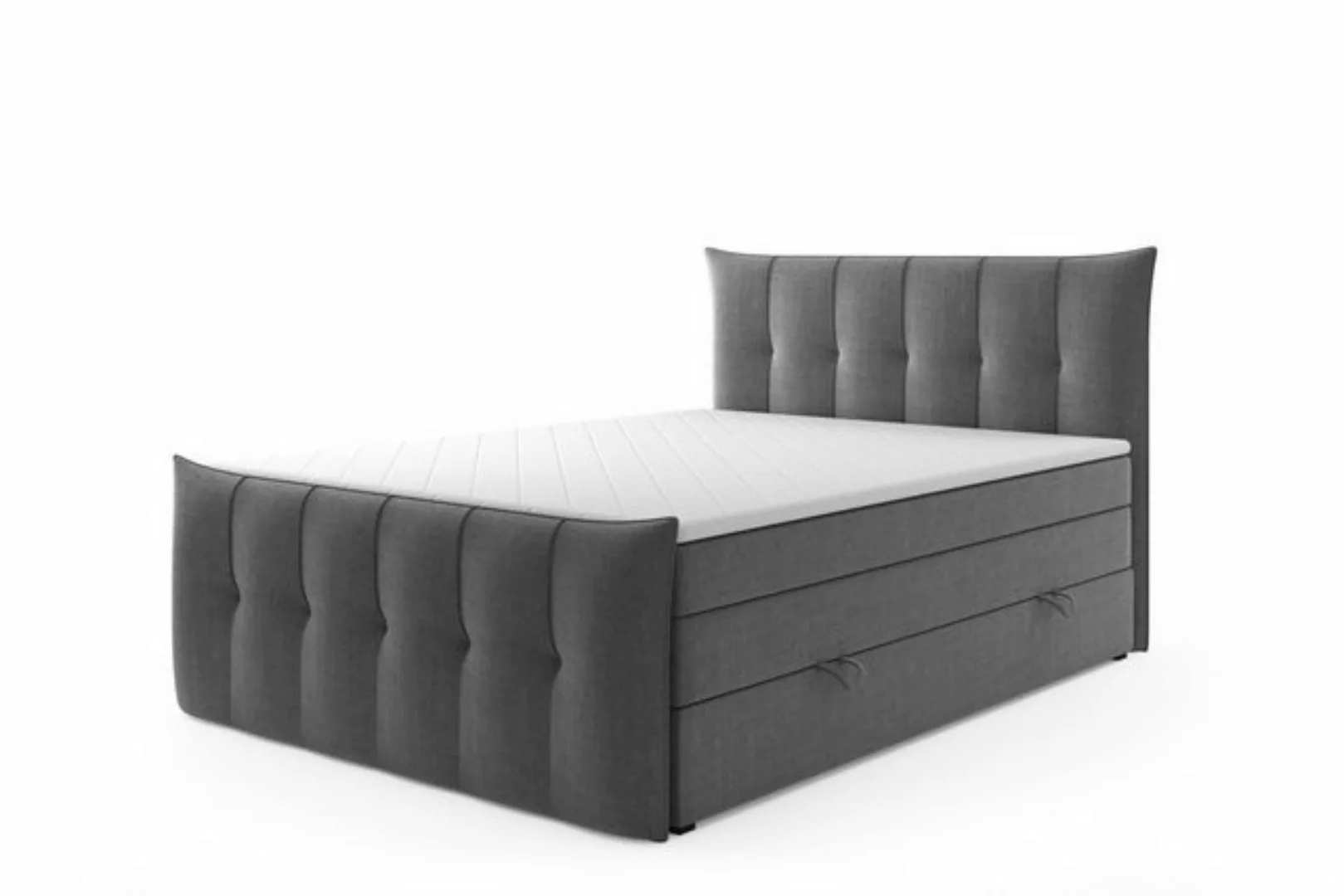 DD-COLLECTION Boxspringbett Sydney Grau (inkl. Fußteil, Liegefläche 180 x 2 günstig online kaufen